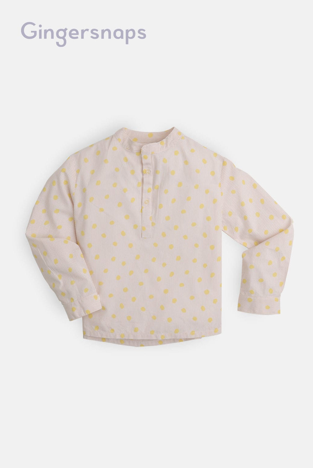 جينجرسنابس قميص أولادي منقط كم طويل بأزرار امامية أصفر