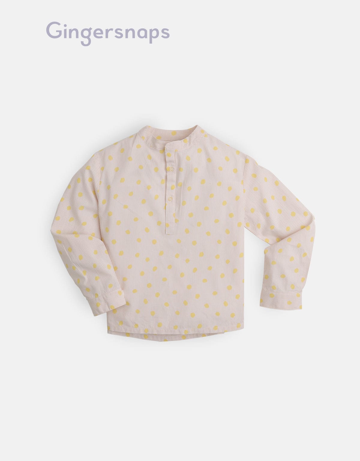 جينجرسنابس قميص أولادي منقط كم طويل بأزرار امامية أصفر