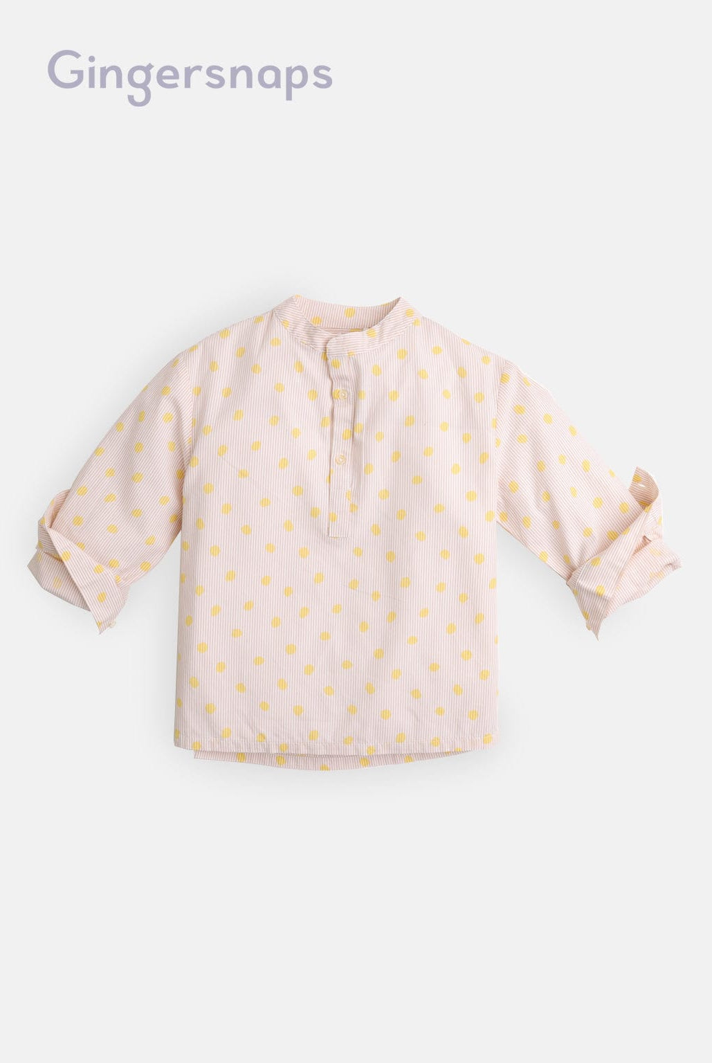 جينجرسنابس قميص أولادي منقط كم طويل بأزرار امامية أصفر