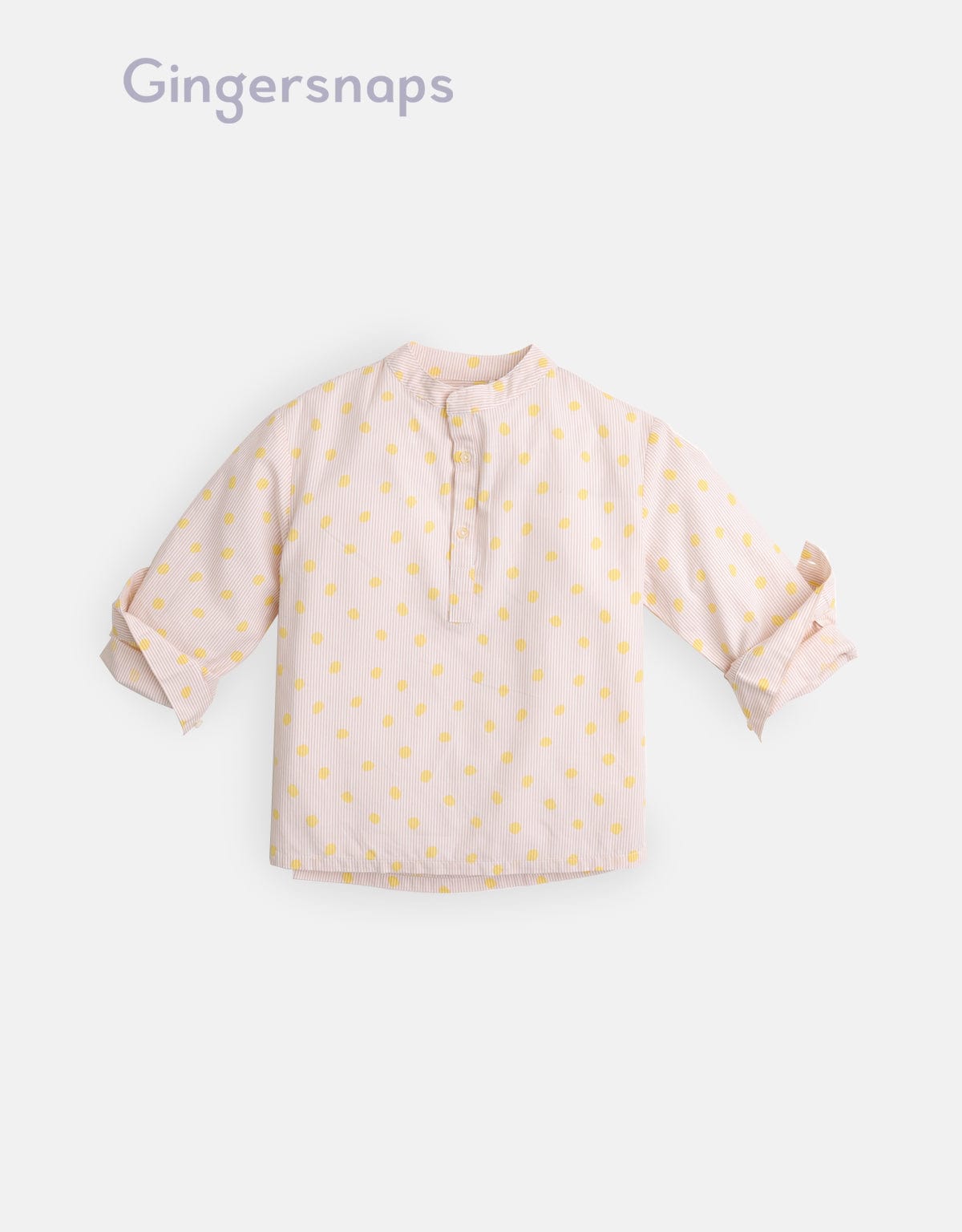 جينجرسنابس قميص أولادي منقط كم طويل بأزرار امامية أصفر