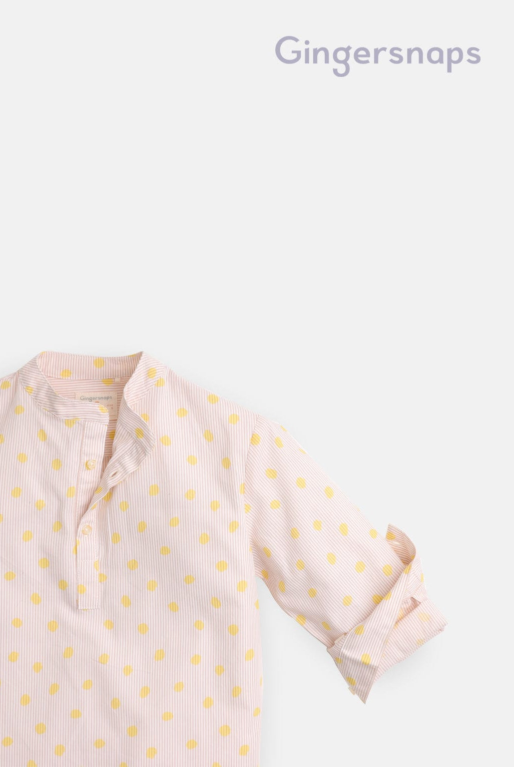 جينجرسنابس قميص أولادي منقط كم طويل بأزرار امامية أصفر