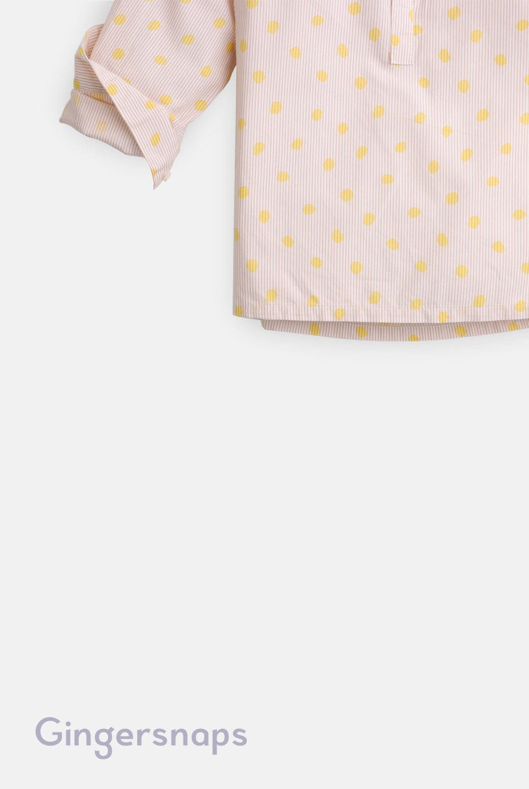 جينجرسنابس قميص أولادي منقط كم طويل بأزرار امامية أصفر