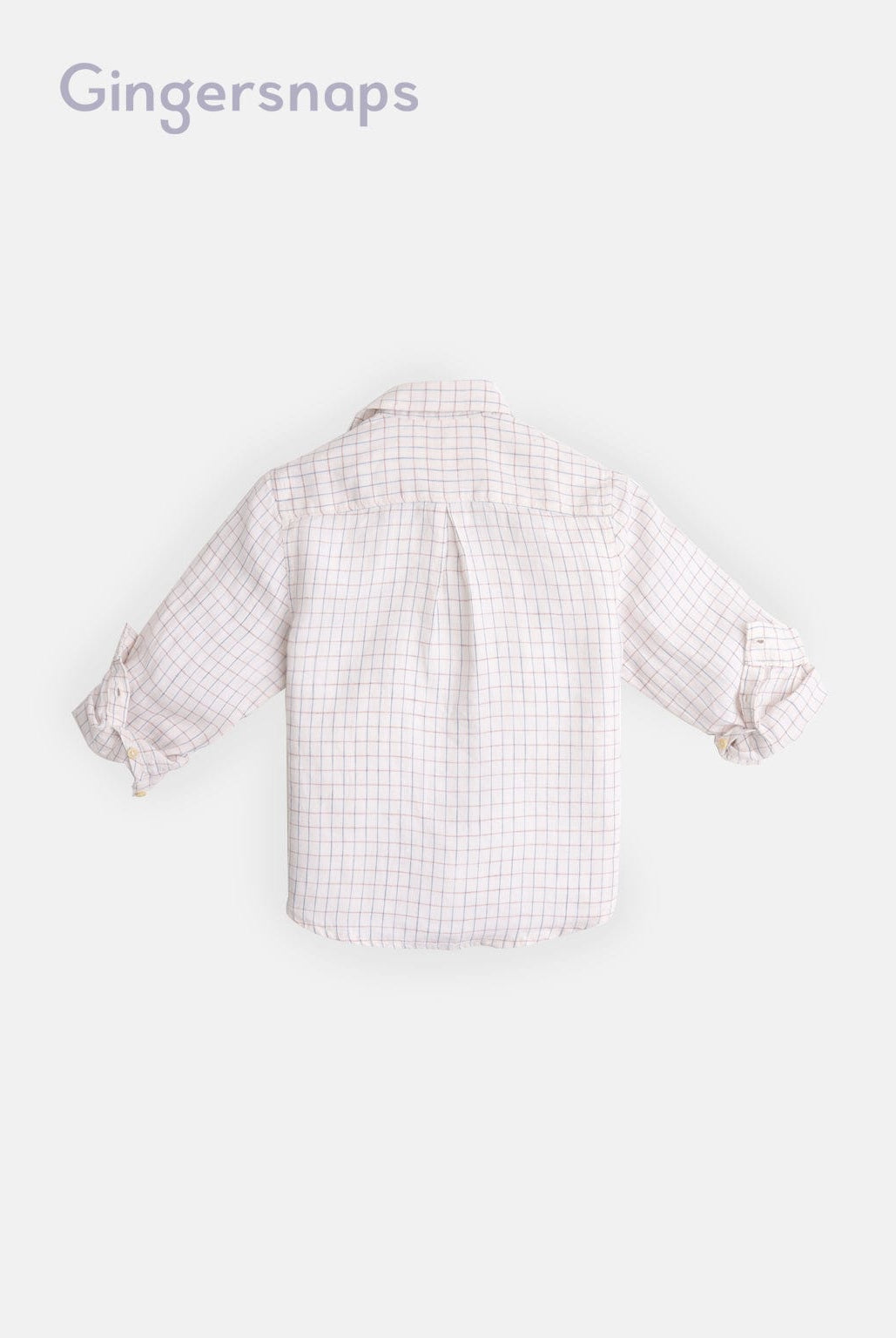 جينجرسنابس قميص بولو مربعات بأزرار أمامية كم طويل أولادي أبيض