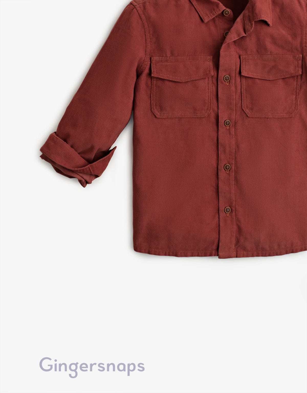 جينجرسنابس قميص أولادي بأكمام طويلة بجيوب علي الصدر بني