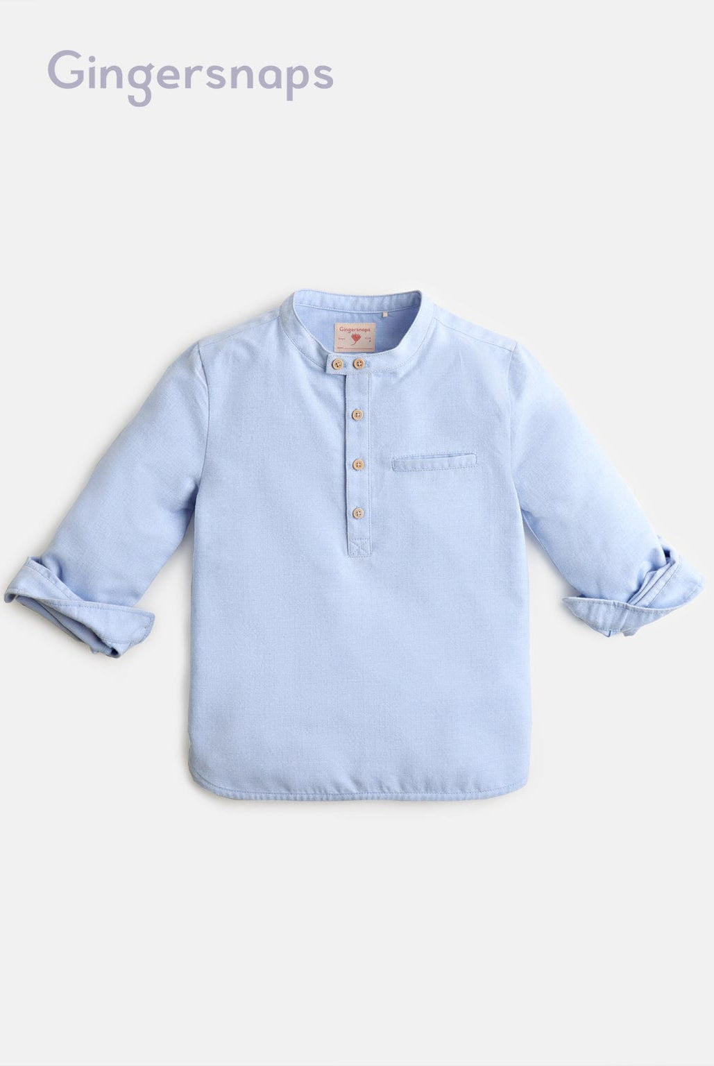 جينجرسنابس قميص أولادي بأكمام طويلة أزرق