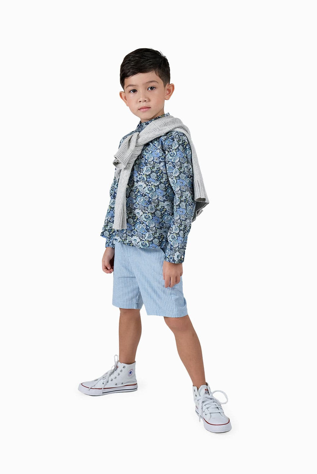 جينجرسنابس قميص اطفال ولادي مشجر بأكمام طويلة أزرق