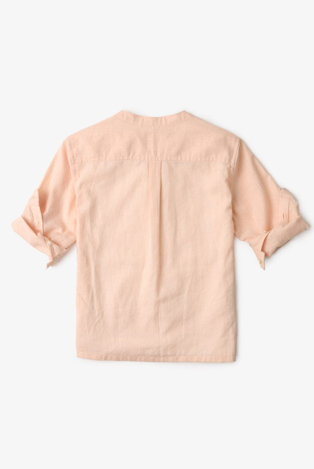 جينجرسنابس قميص سادة بأزرار أمامية كم طويل برقبة دائرية ولادي خوخي