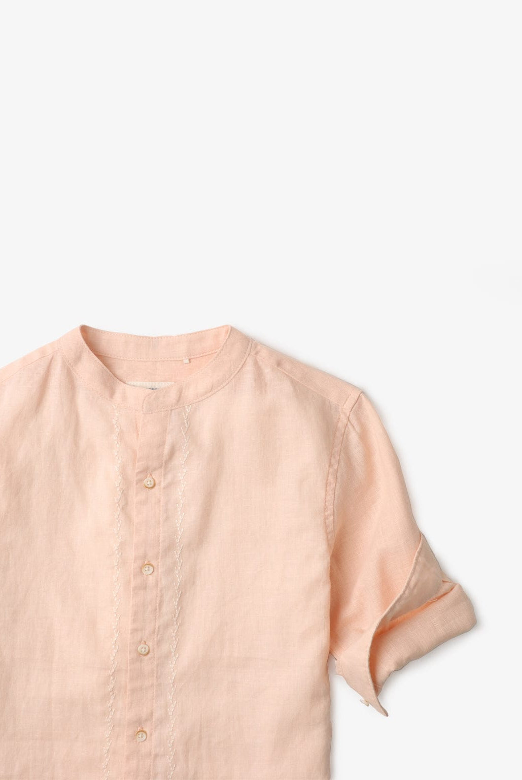 جينجرسنابس قميص سادة بأزرار أمامية كم طويل برقبة دائرية ولادي خوخي