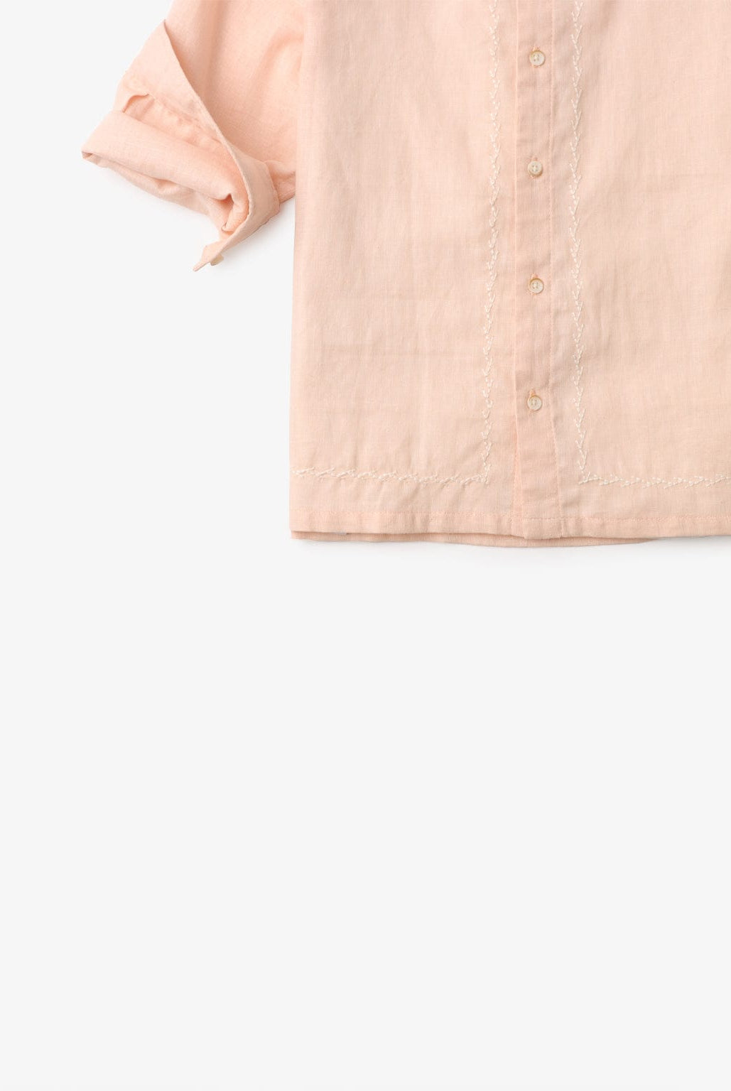 جينجرسنابس قميص سادة بأزرار أمامية كم طويل برقبة دائرية ولادي خوخي