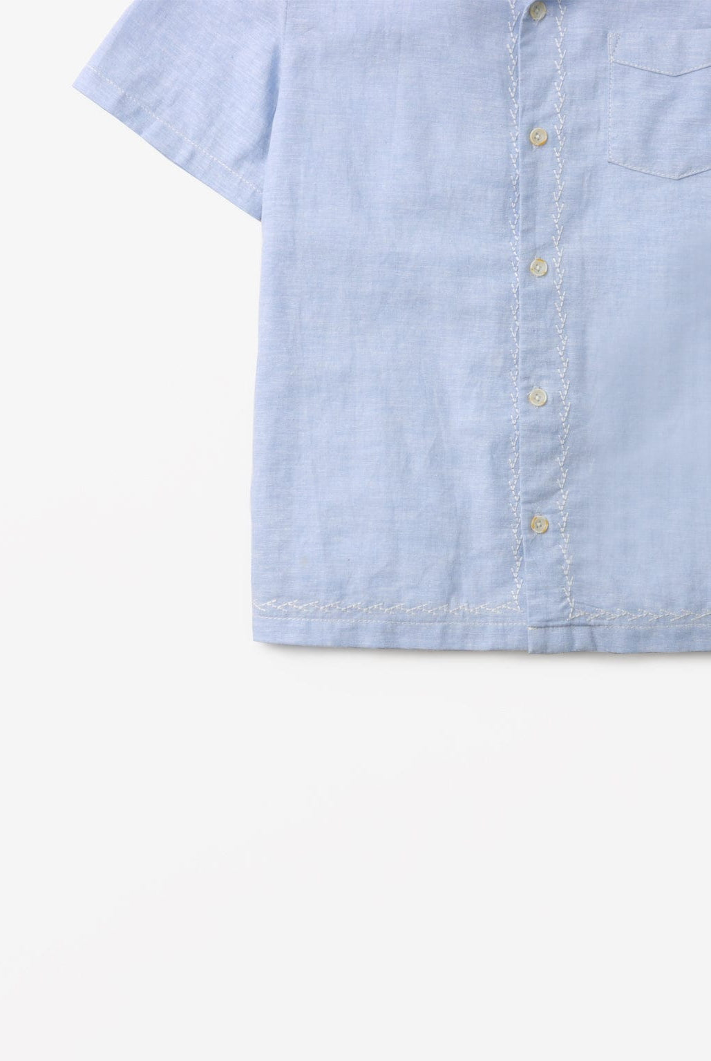 جينجرسنابس قميص سادة بأزرار أمامية وياقة نص كم ولادي أزرق