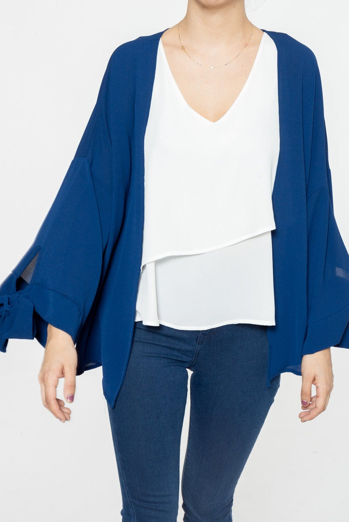 شانا كارديجان قصير مفتوح بأكمام طويلة برباط نسائي