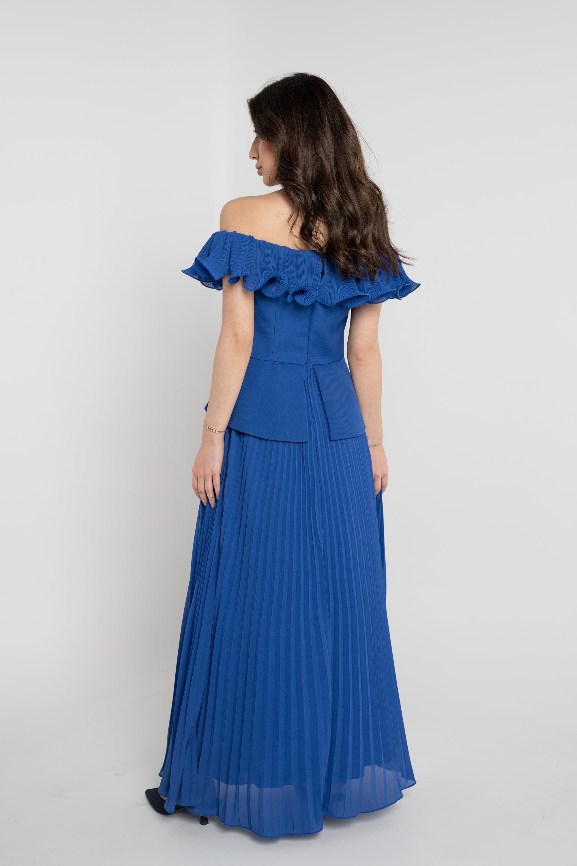 نتشي فستان ميدي سواريه أوف شولدر بليسيه من أسفل نسائي