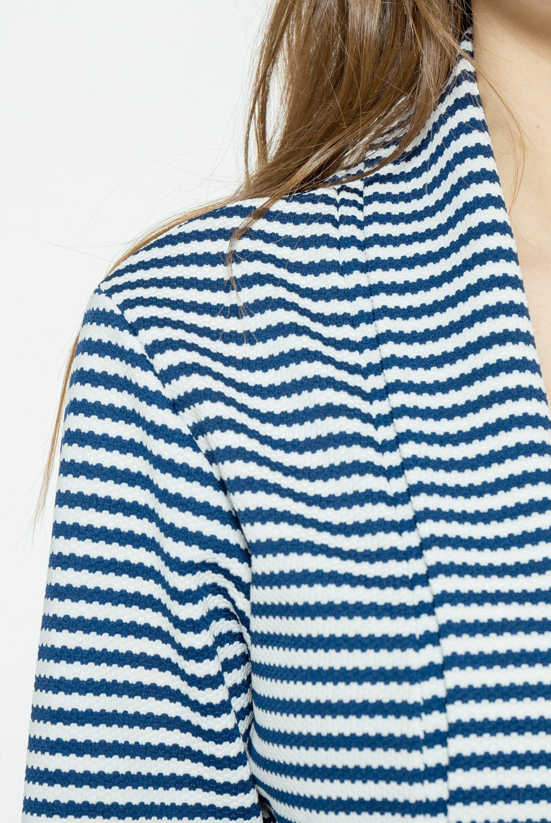 شانا جاكيت مخطط بالعرض 3/4 بأكمام طويلة نسائي أزرق داكن