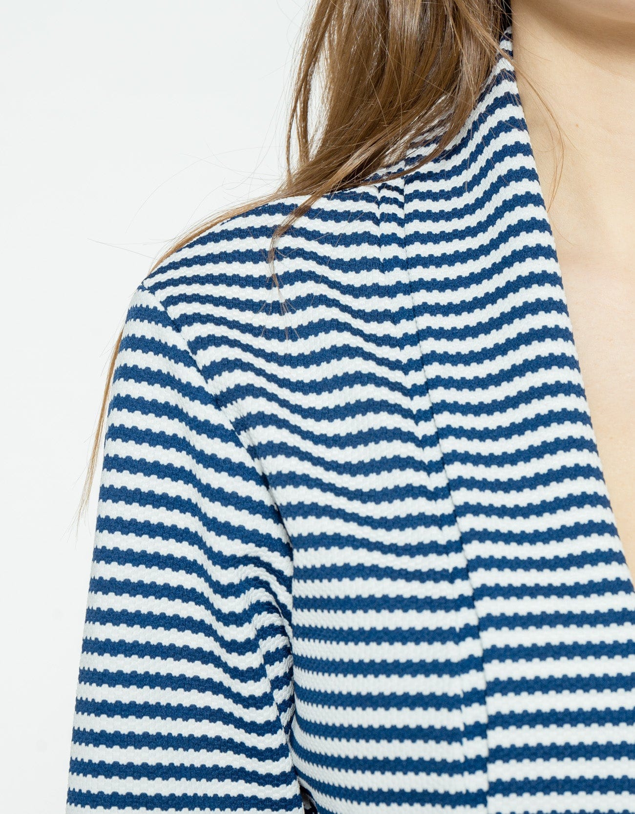 شانا جاكيت مخطط بالعرض 3/4 بأكمام طويلة نسائي أزرق داكن