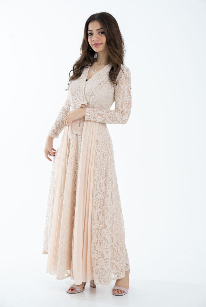 نتشي فستان سواريه دانتيل كم طويل نسائي