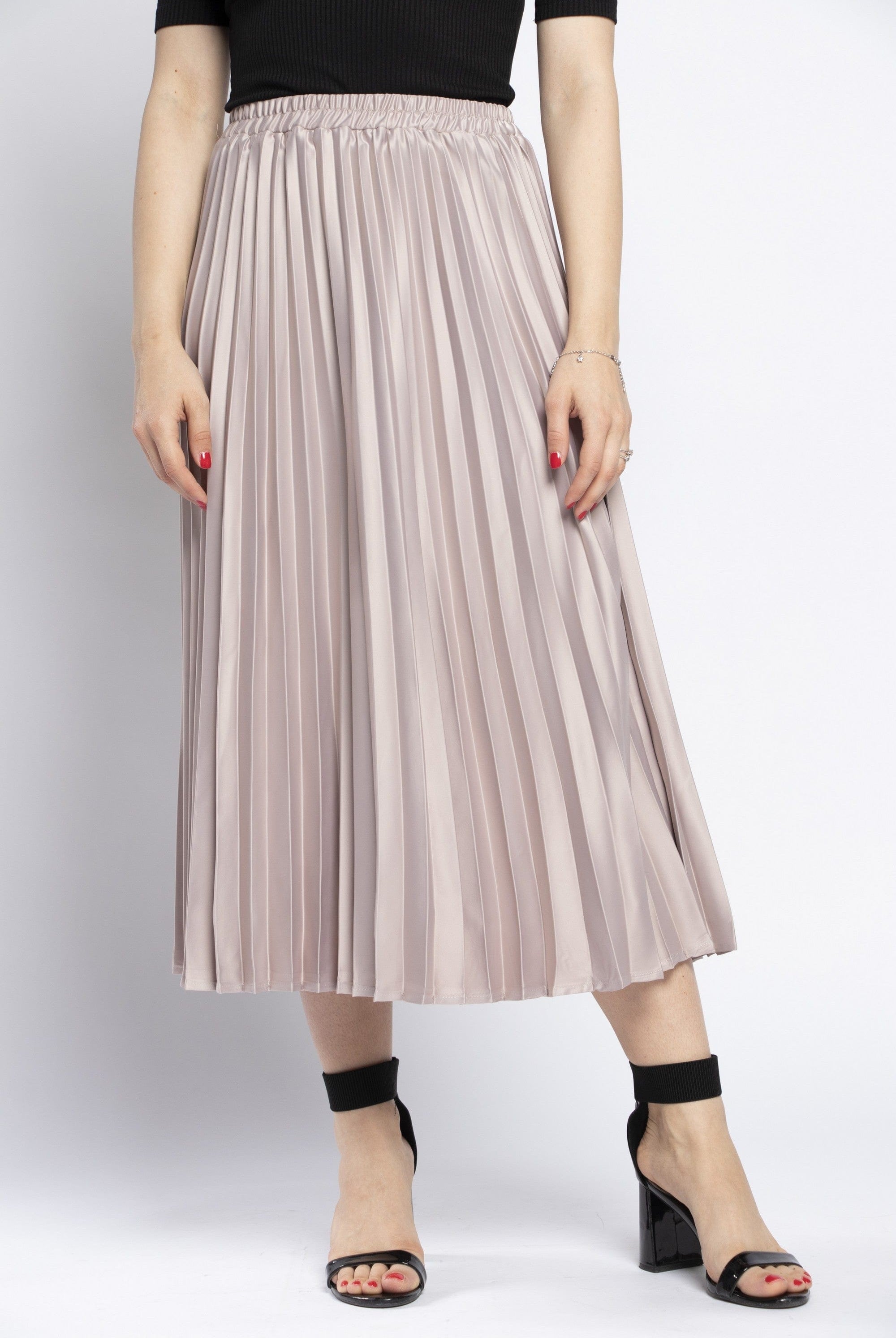 نتشي تنورة ميدي بيليسيه سادة بخصر مطاط