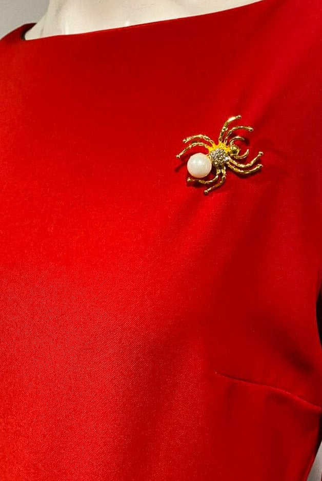 دريسنج بولا فستان سادة ميدي سهرة 3/4 كم بكشكشة نسائي أحمر