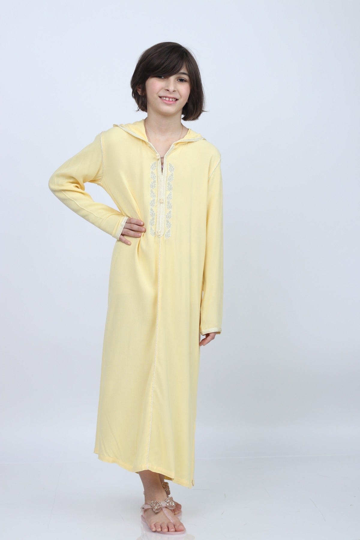 ديامانتين عباية بنات خليجي مطرزة كم طويل