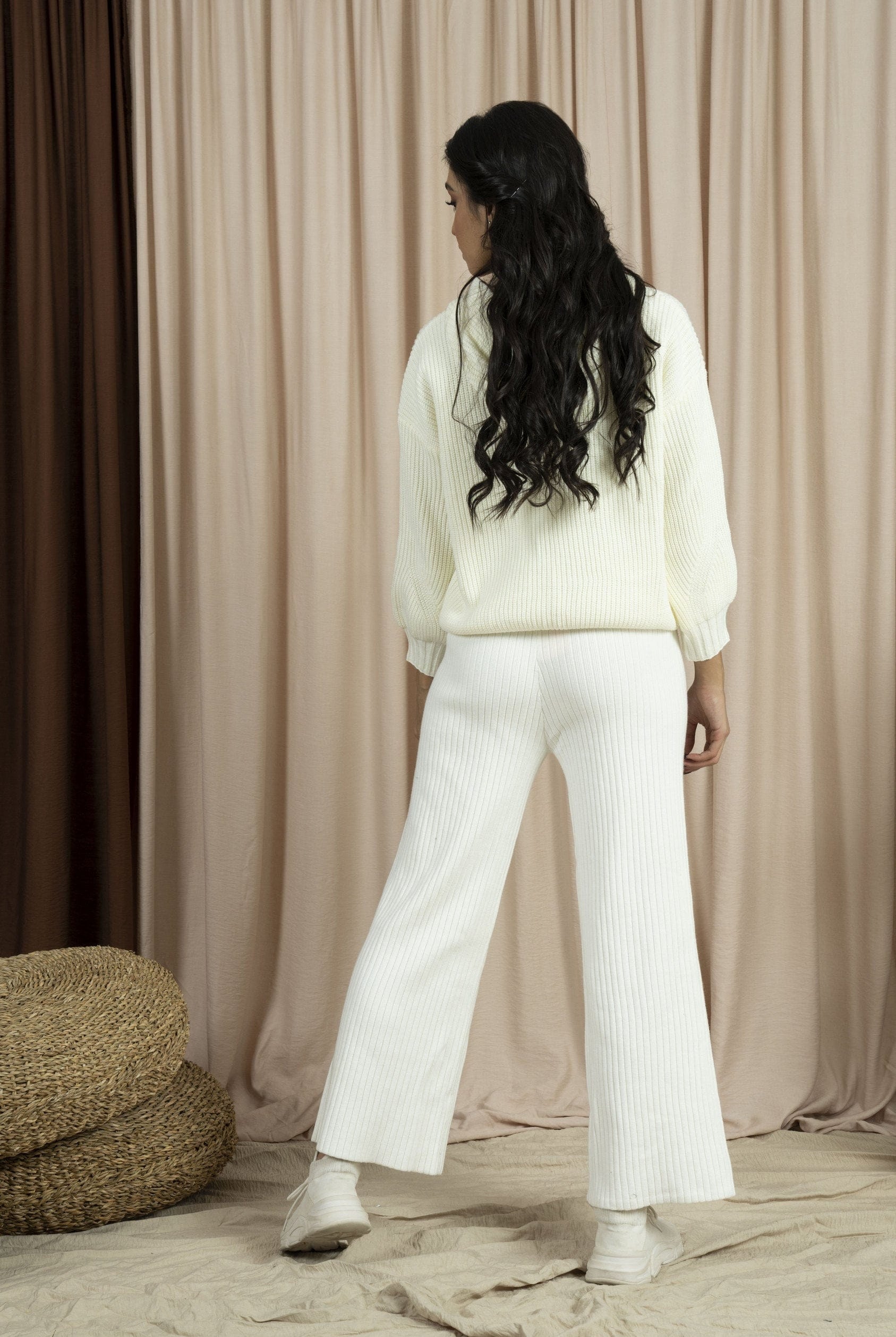 نتشي بنطلون سادة خصر مرتفع نسائي