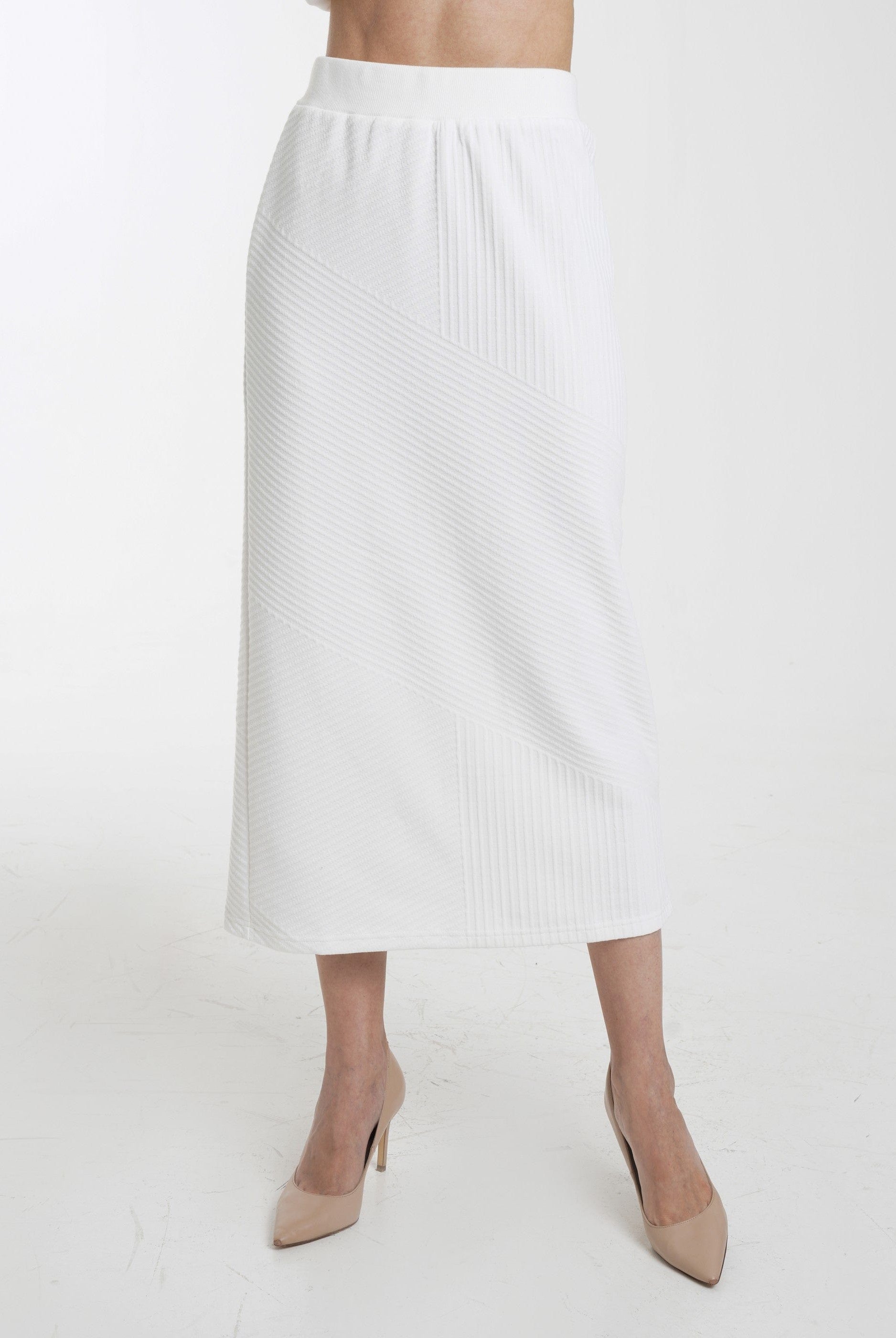 ميكا تنورة ميدي مضلعة سادة نسائي