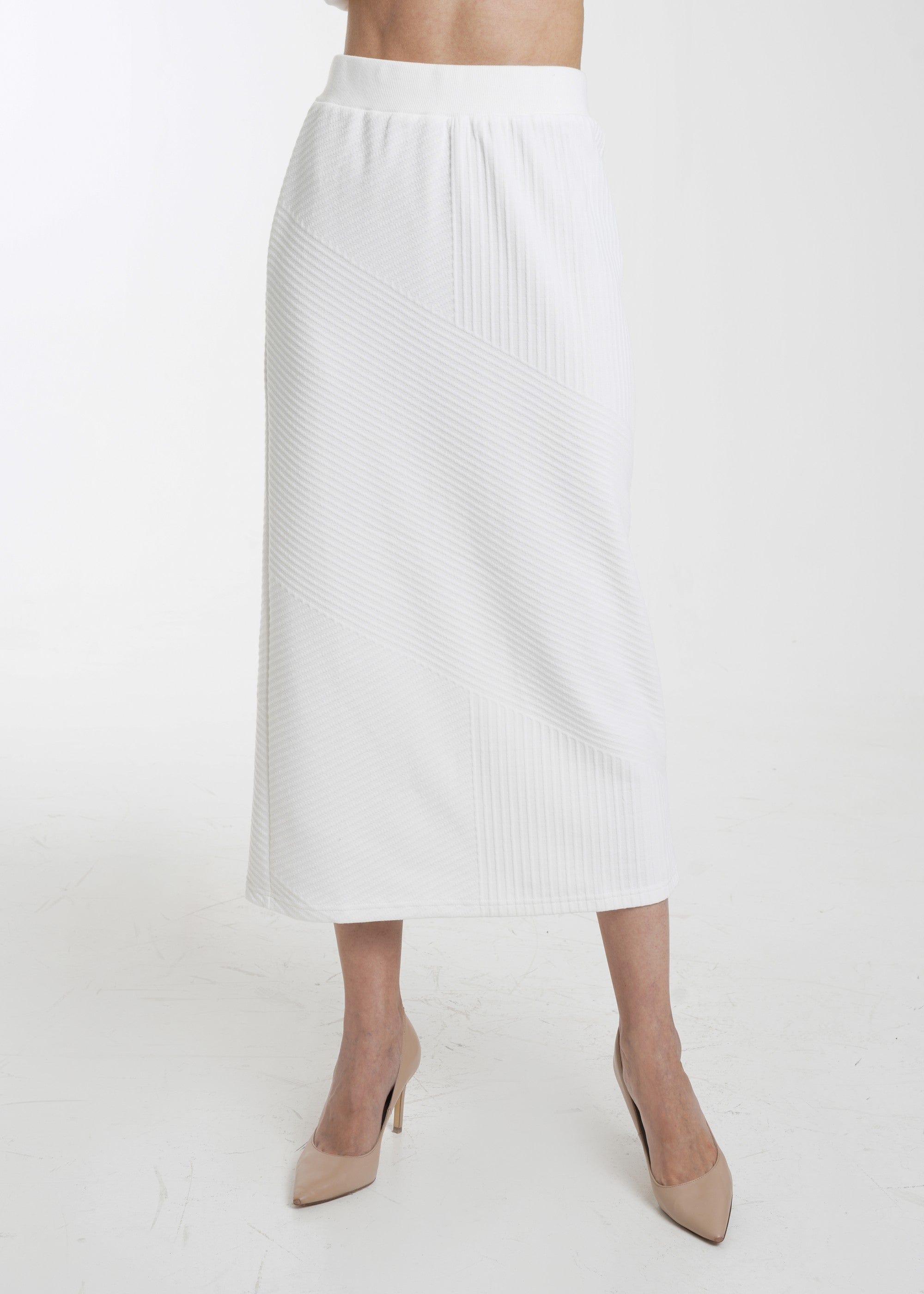 ميكا تنورة ميدي مضلعة سادة نسائي