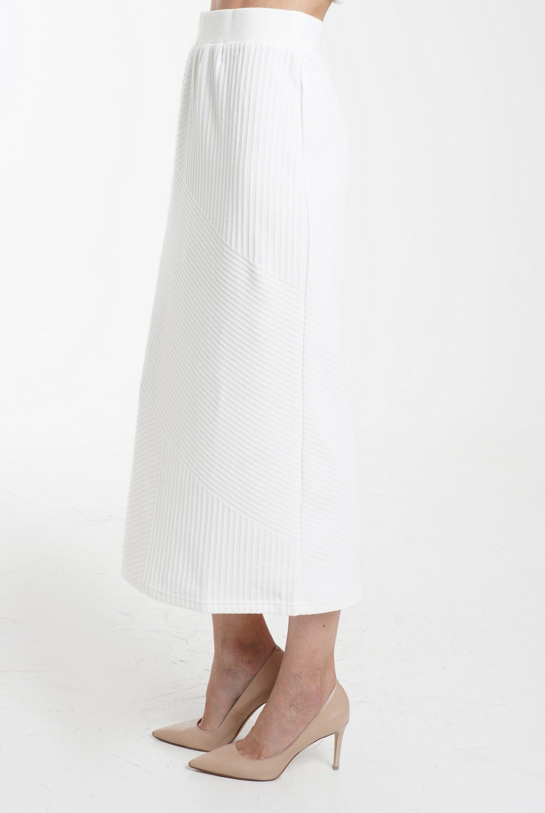 ميكا تنورة ميدي مضلعة سادة نسائي