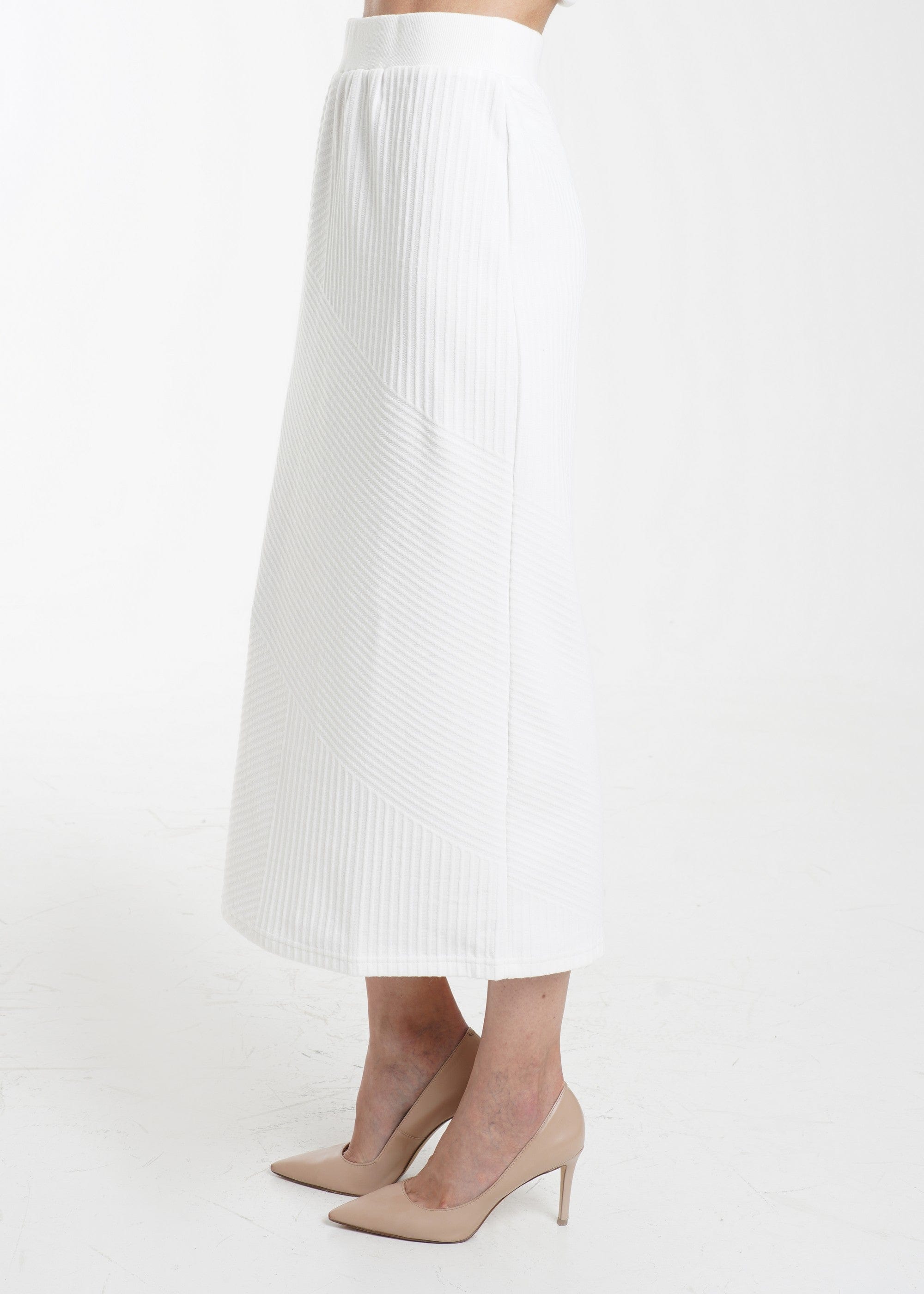 ميكا تنورة ميدي مضلعة سادة نسائي