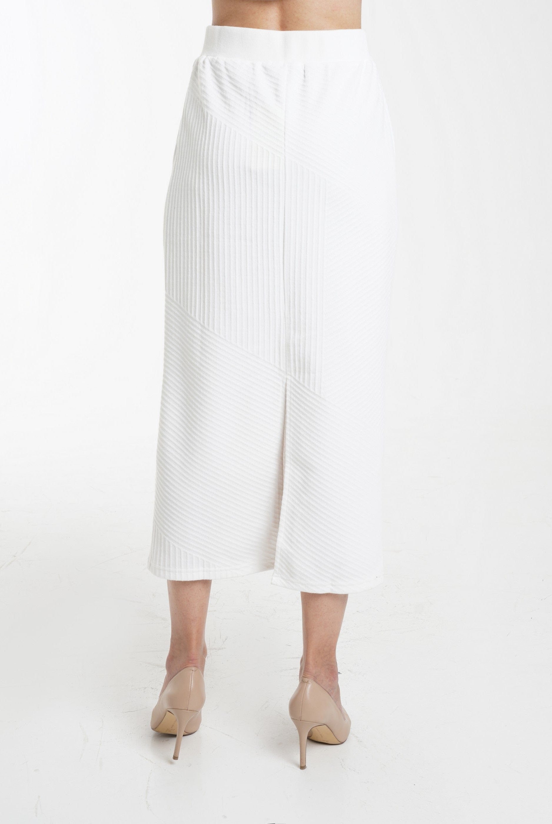 ميكا تنورة ميدي مضلعة سادة نسائي