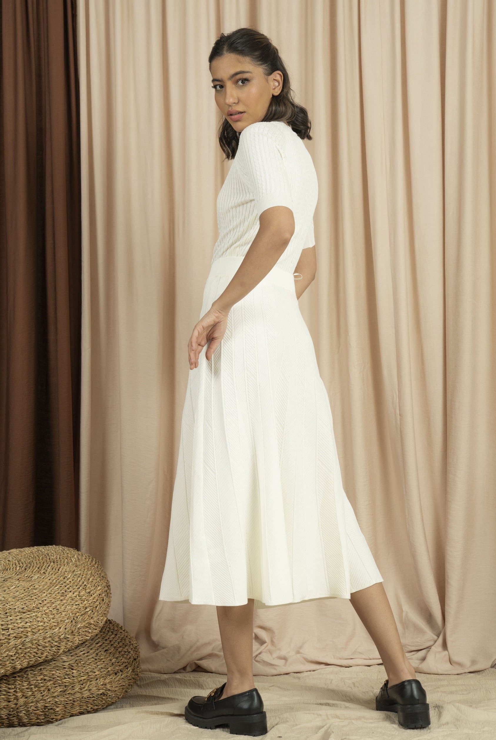 نتشي تنورة ميدي نسائية مضلعة بالطول