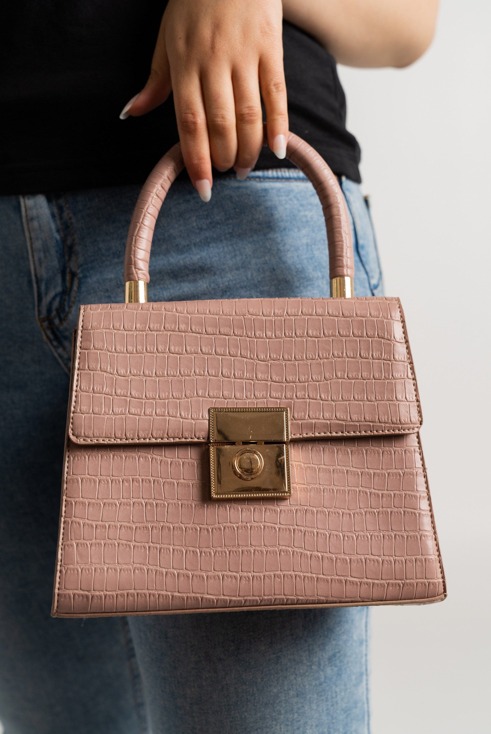 داليدرس حقيبة يد جلد ثعبان سادة نسائي