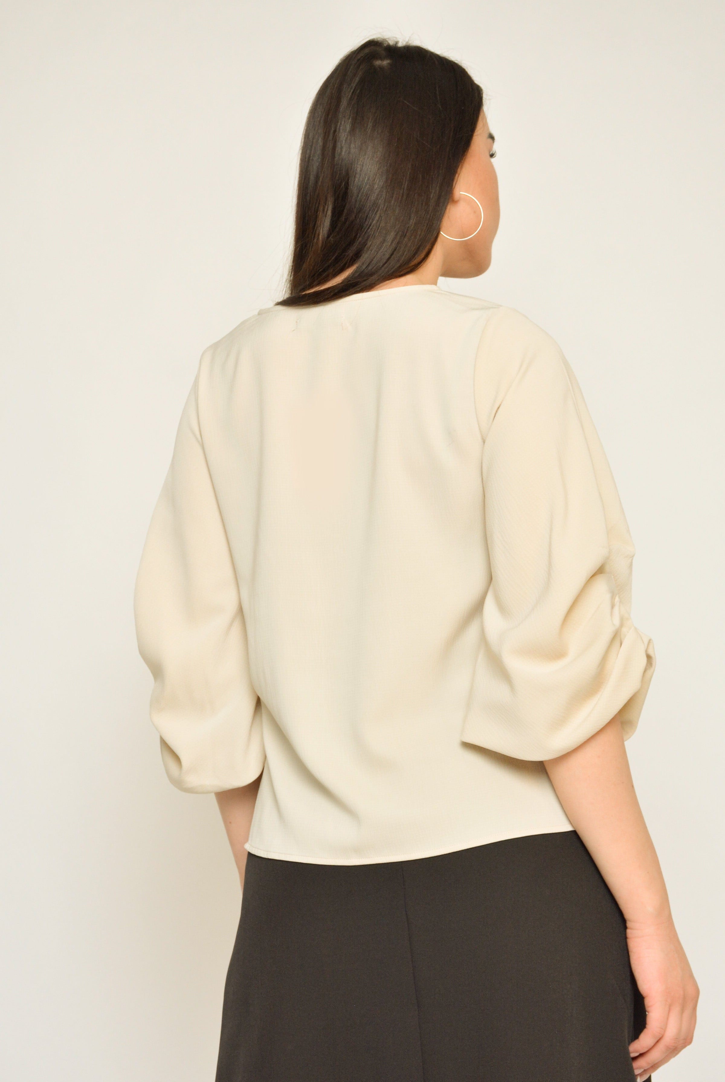 نتشي بلوزة رسمية سادة 3/4 كم منفوخ نسائي