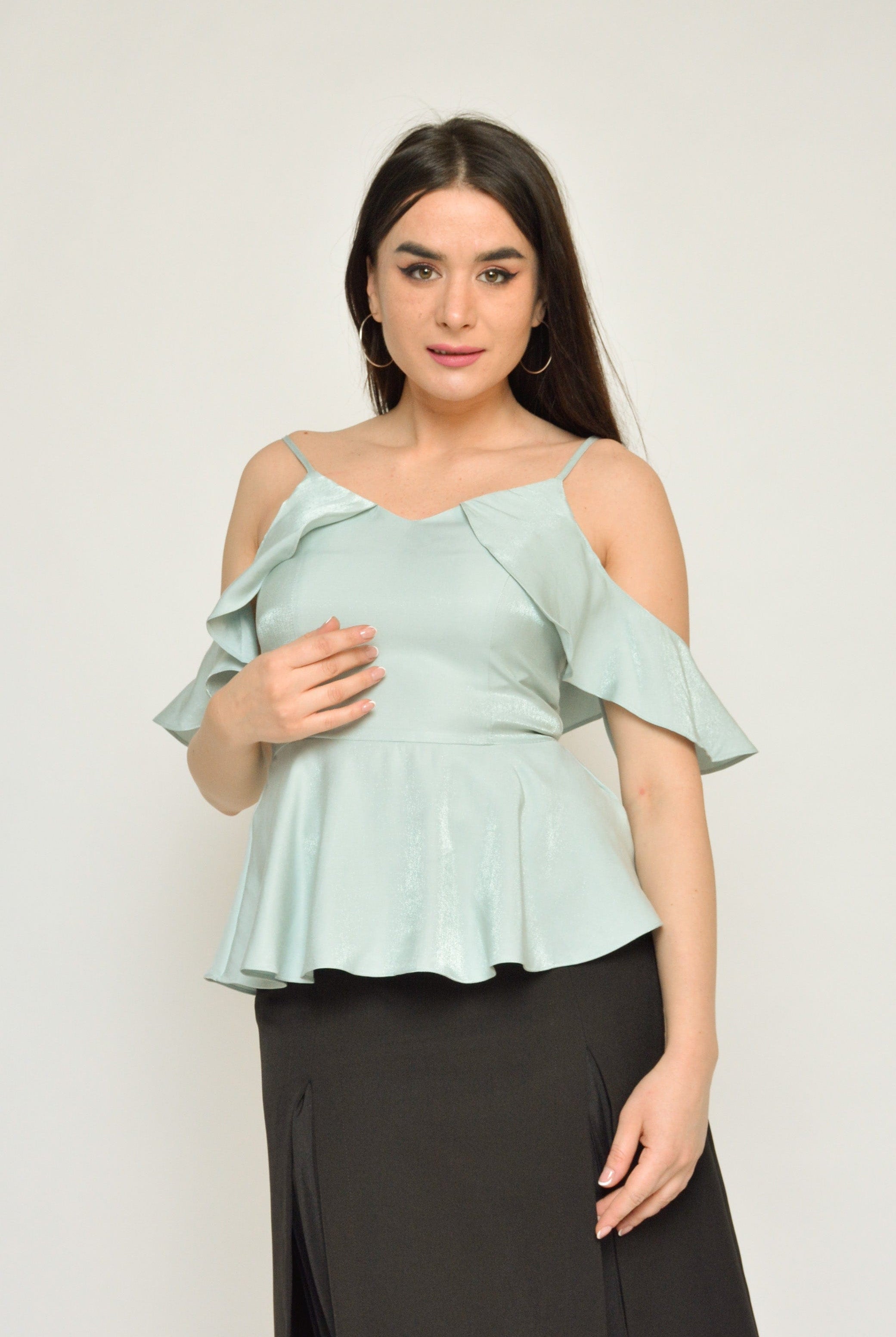 نتشي بلوزة سهرة حمالات بأكتاف مكشوفة نسائي