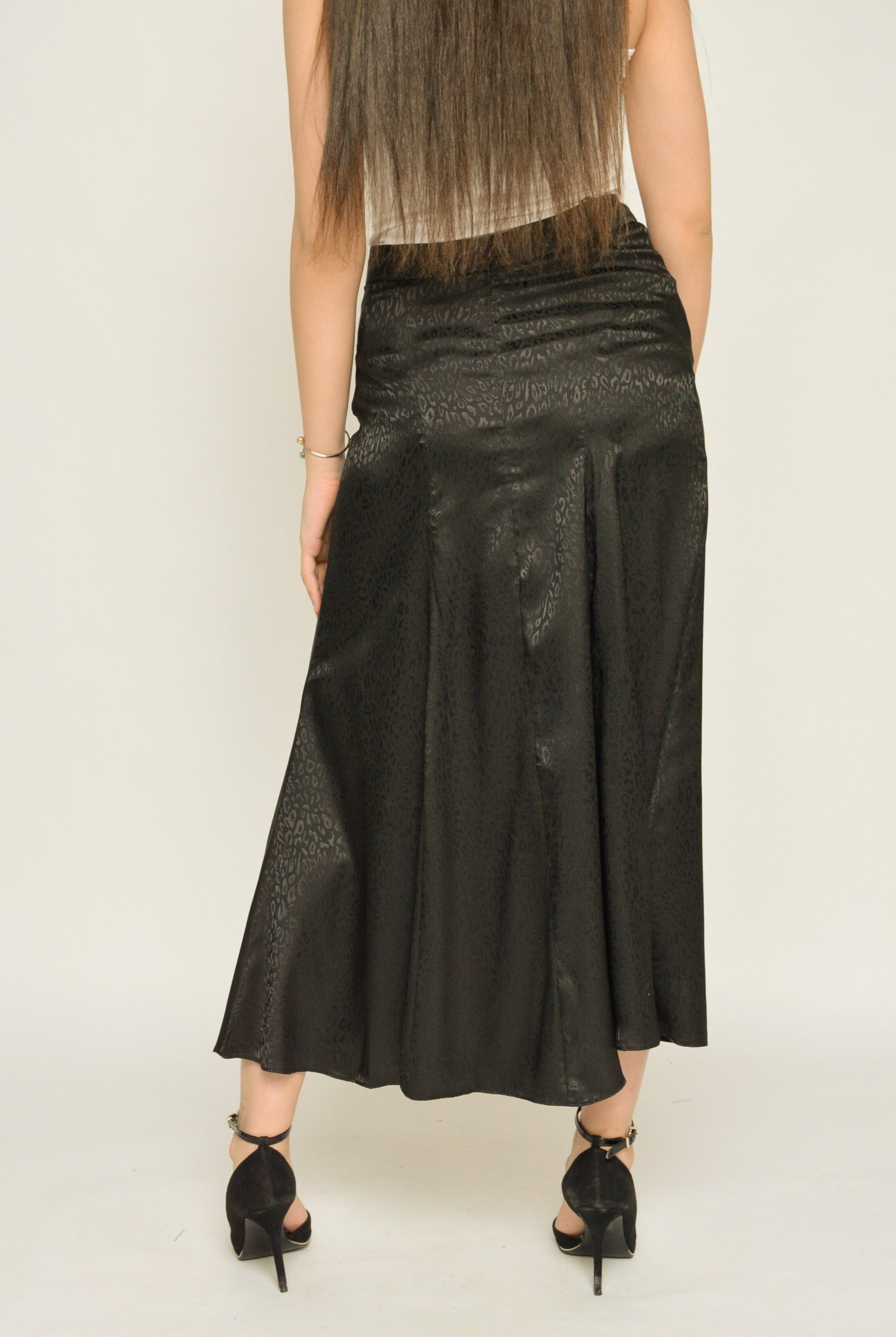 نتشي تنورة ميدي سهرة جاكار منقوشة واسعة