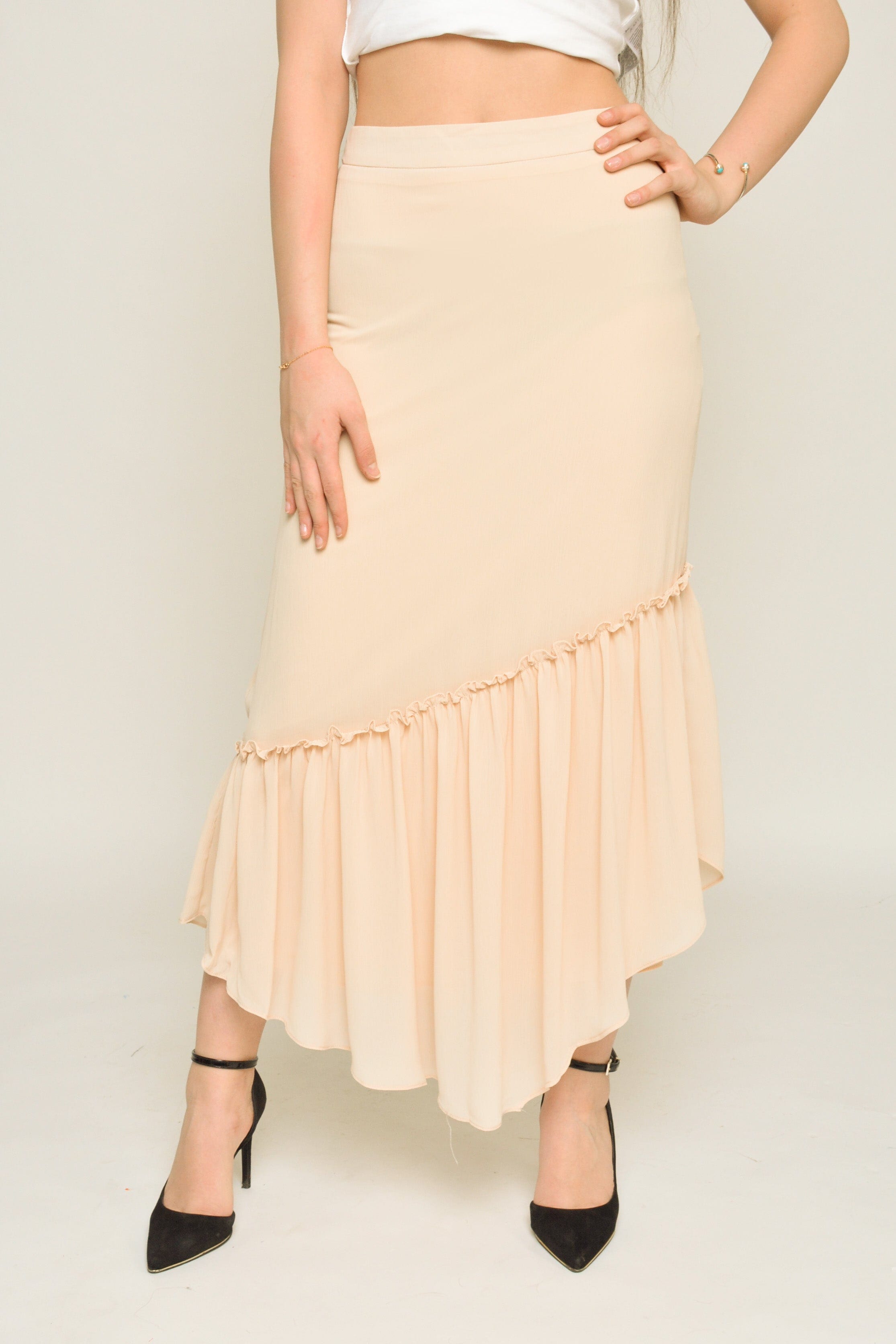 نتشي تنورة ميدي سهرة جاكار مكشكشة من الجانبين