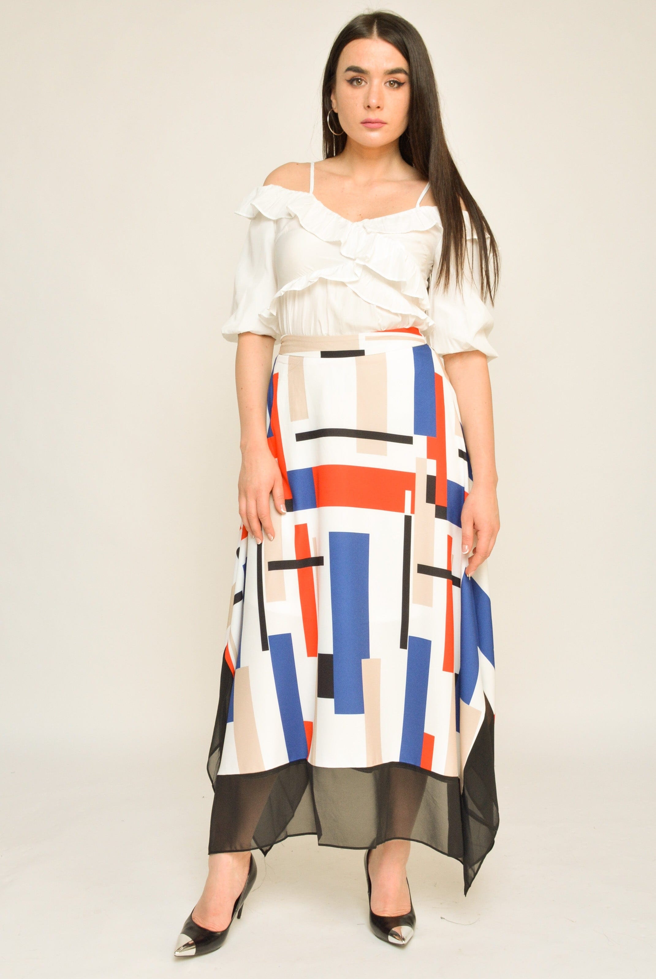 نتشي بلوزة حمالات كتف نازل بكرانيش نسائي