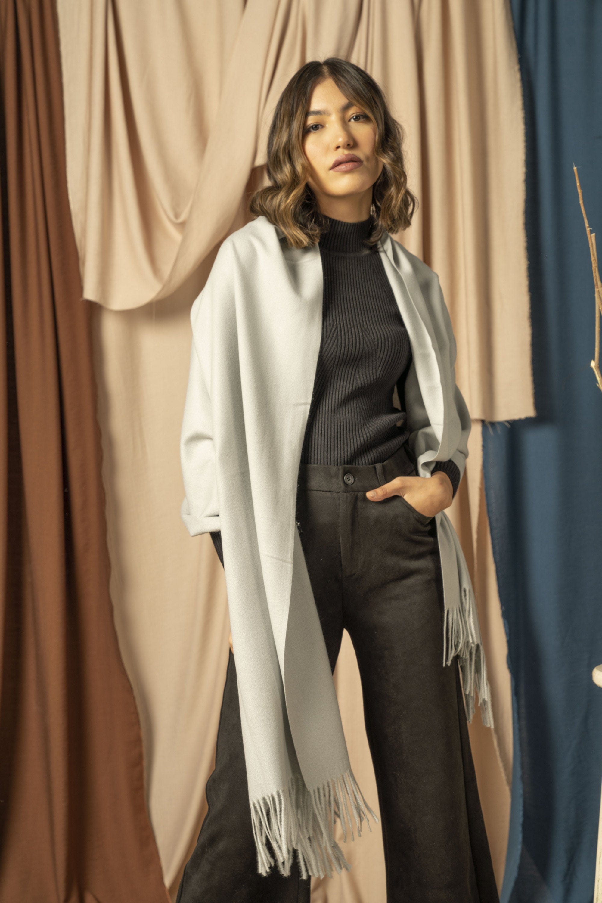 نتشي شال شتوي نسائي طويل