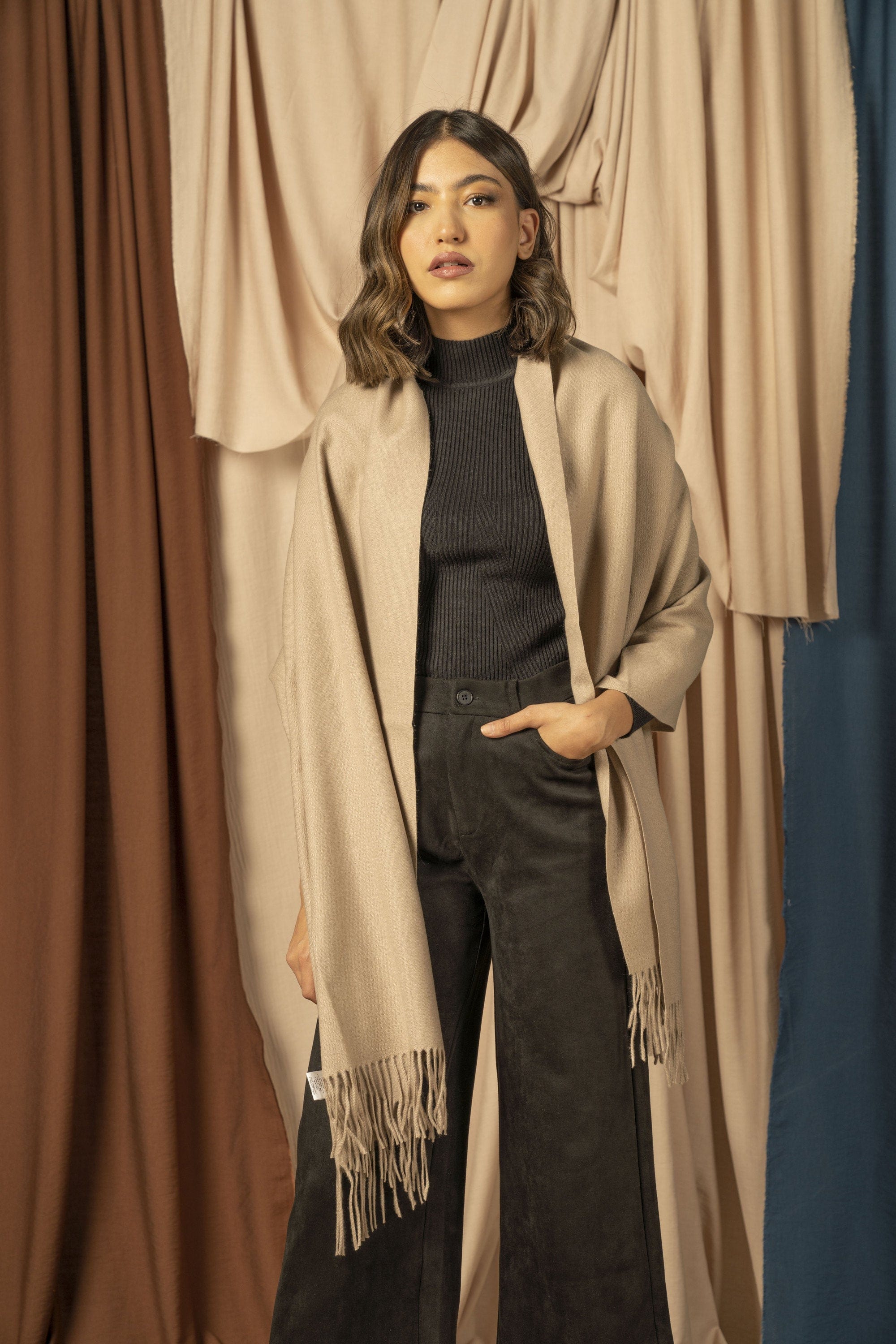 نتشي شال شتوي نسائي طويل