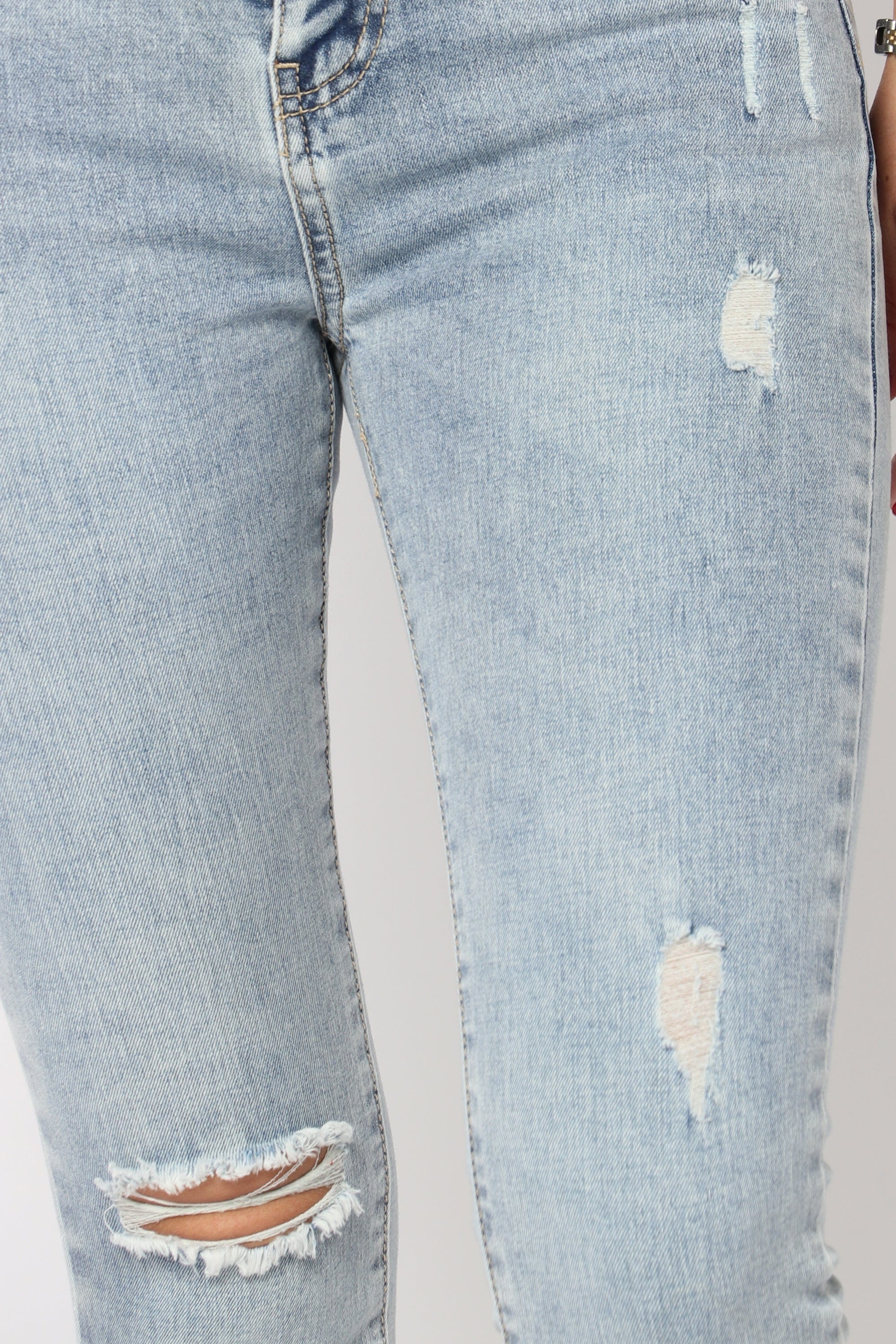 نتشي بنطلون جينز مقطع بسحاب وزرار وجيوب سكيني طويل نسائي