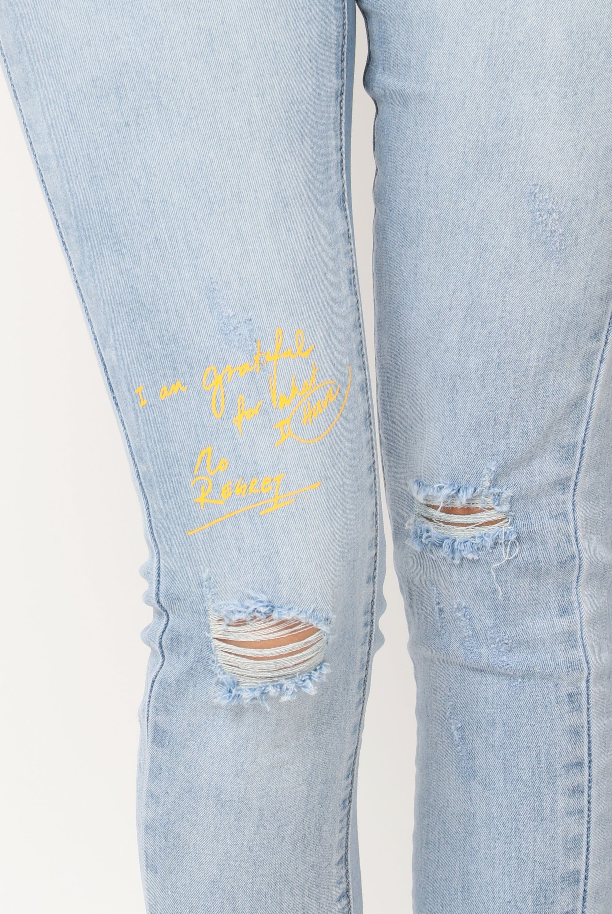 نتشي بنطلون جينز مقطع طويل بجيوب وسحاب نسائي