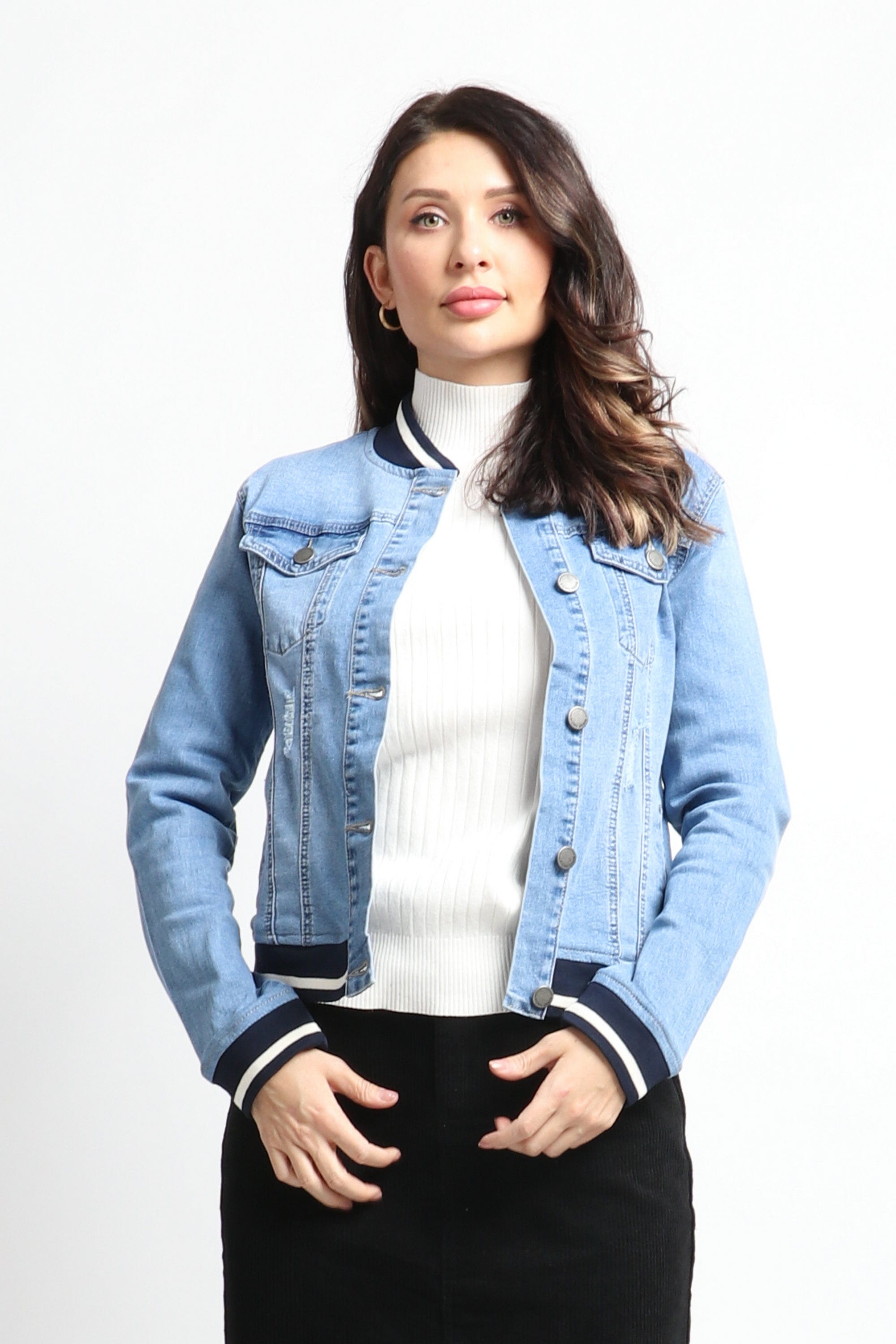 نتشي جاكيت جينز قصير كم طويل نسائي