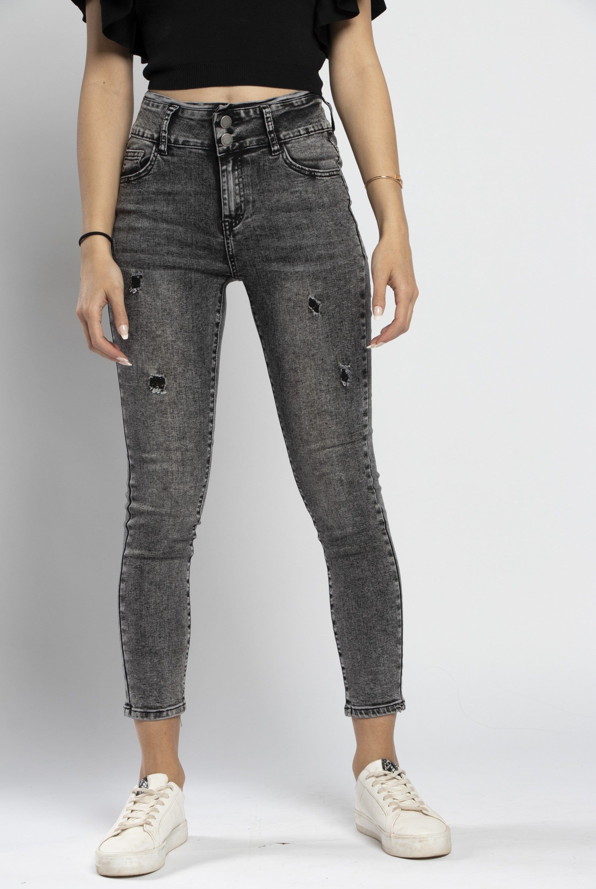 نتشي بنطلون جينز مقطع خصر مرتفع طويل نسائي