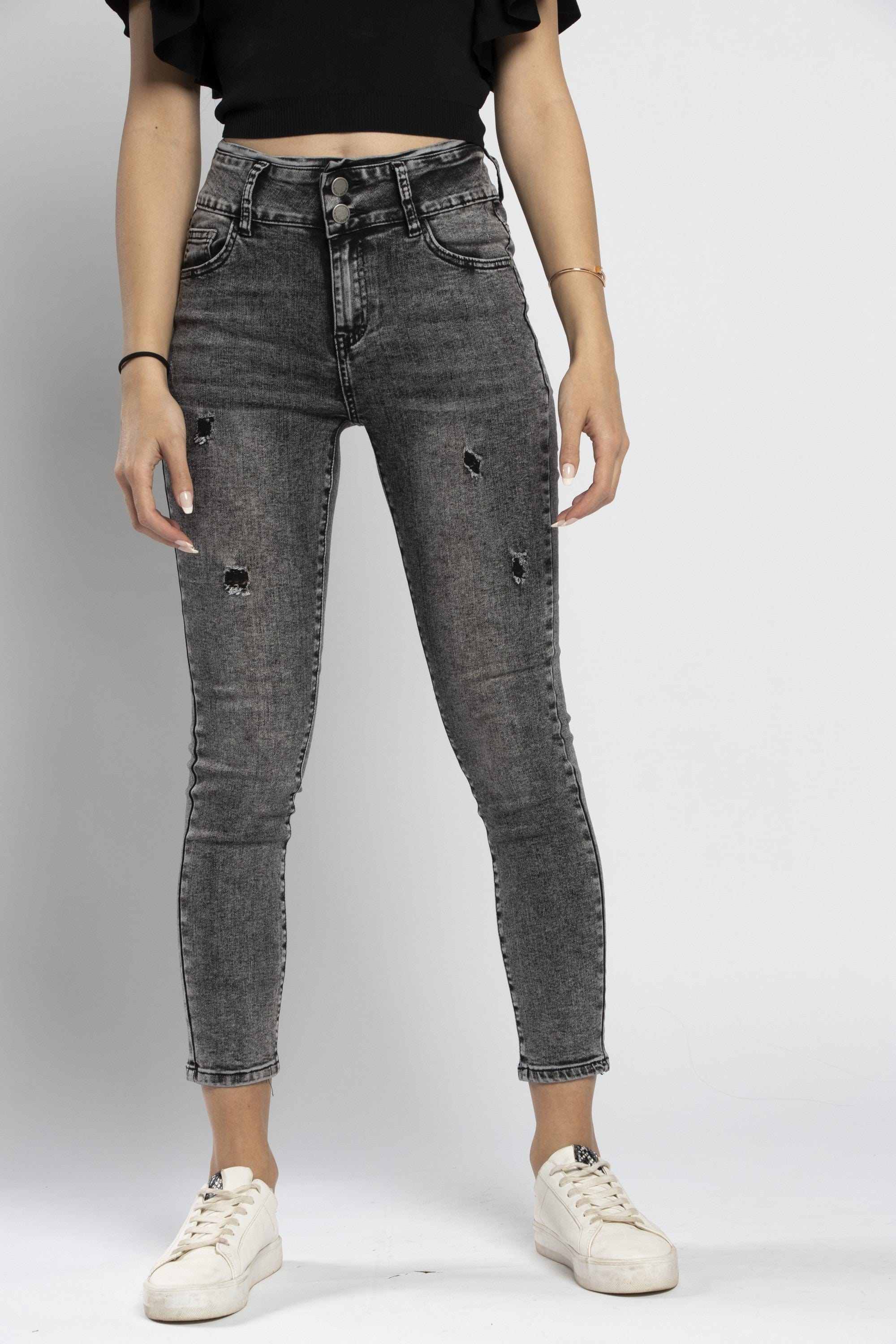 نتشي بنطلون جينز مقطع خصر مرتفع طويل نسائي