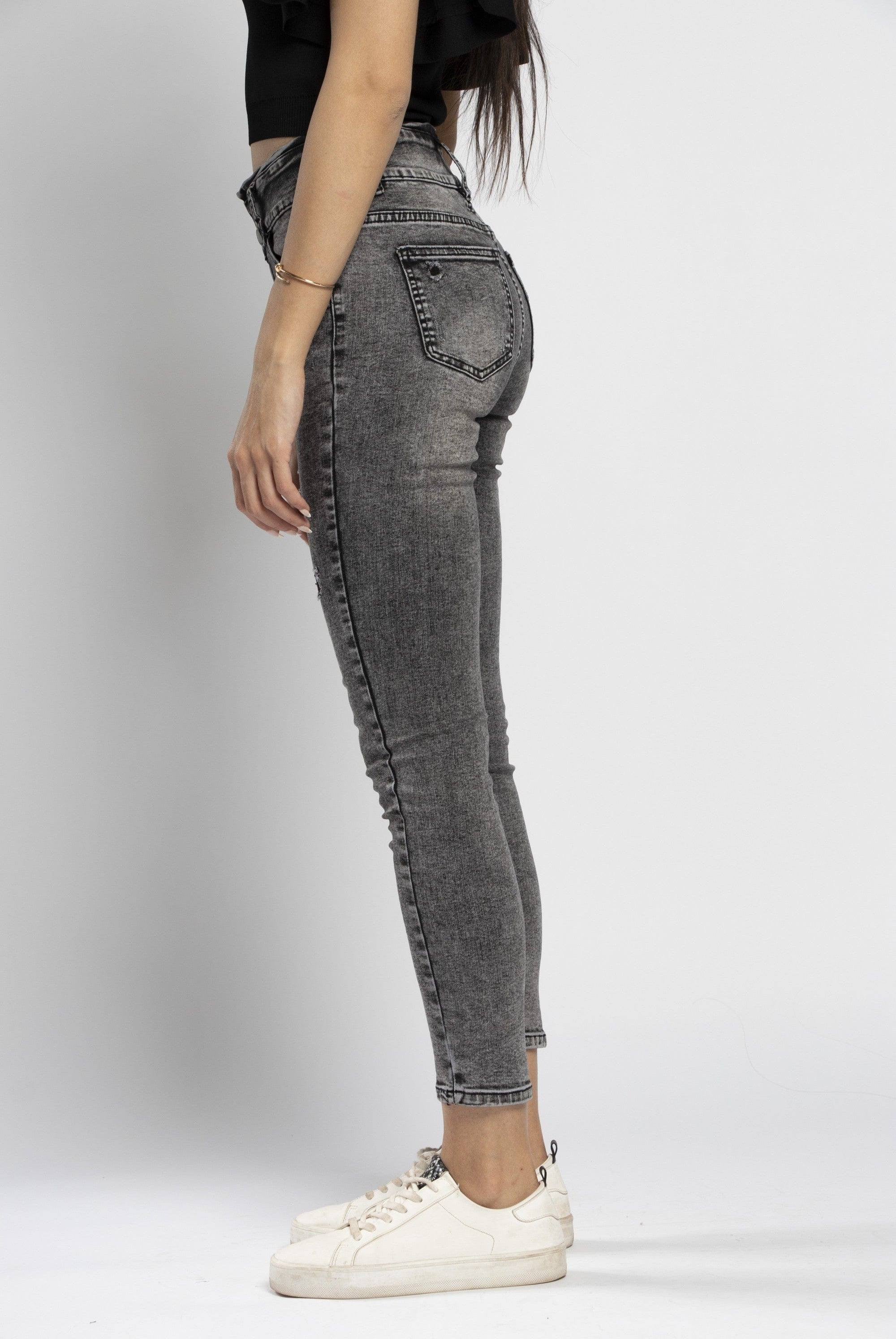 نتشي بنطلون جينز مقطع خصر مرتفع طويل نسائي