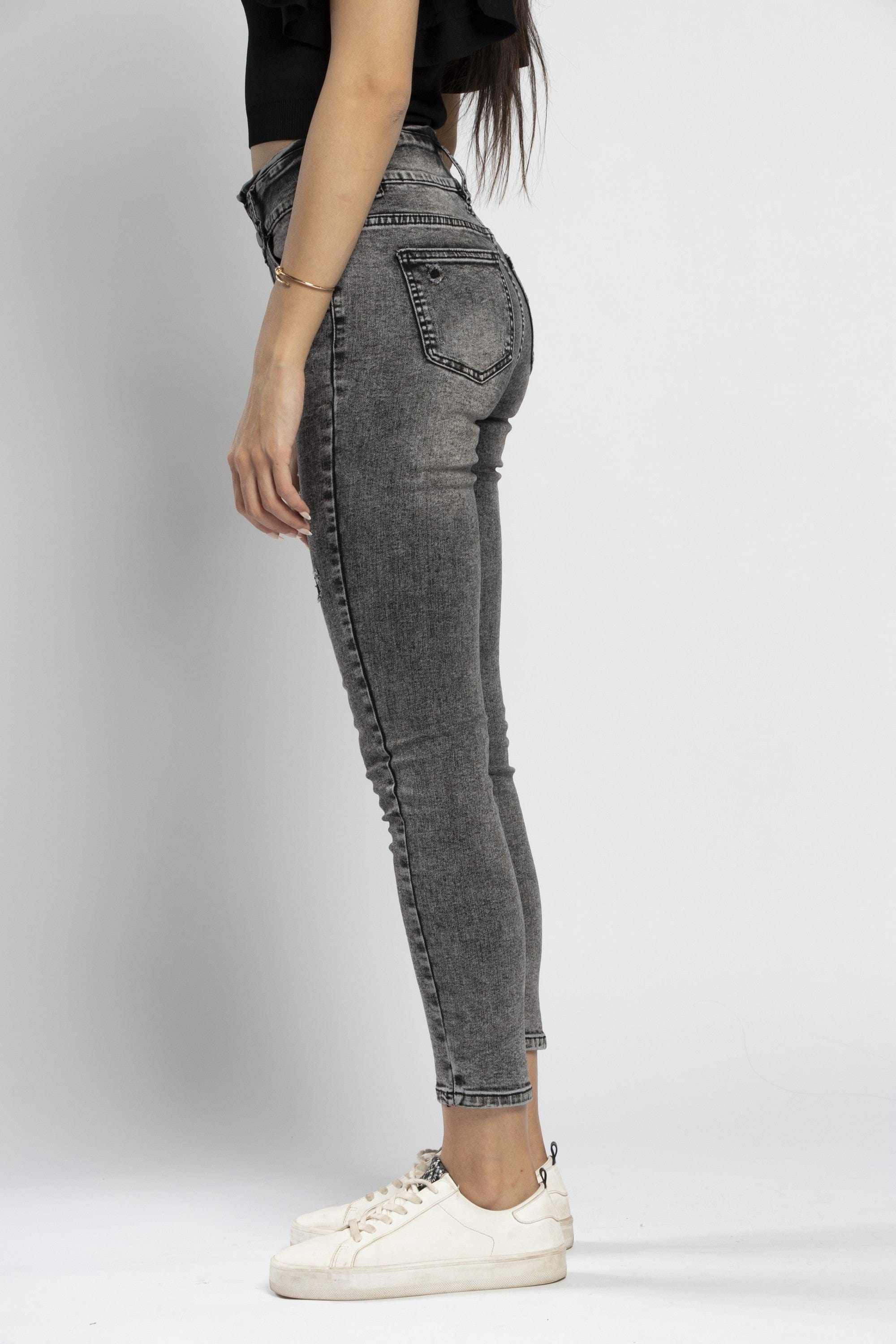 نتشي بنطلون جينز مقطع خصر مرتفع طويل نسائي