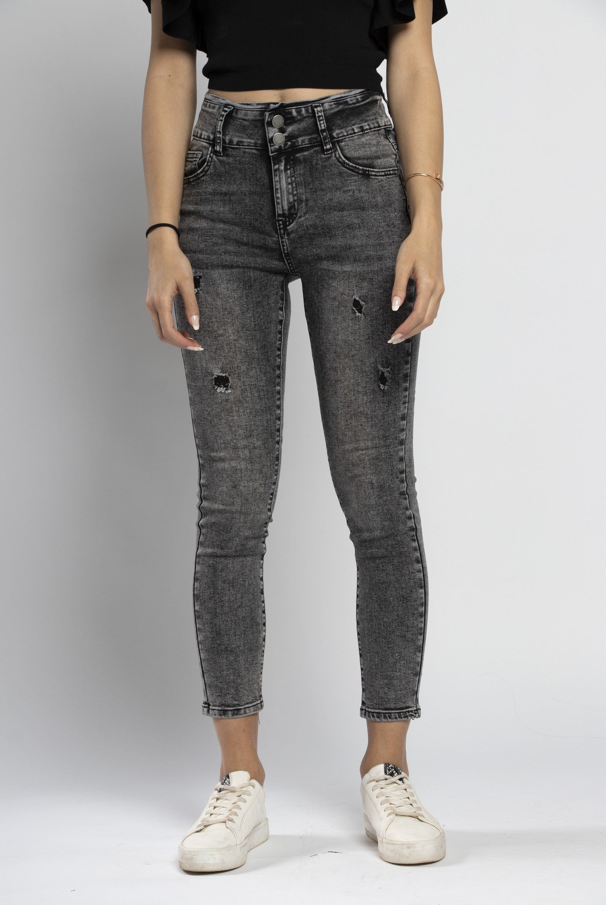 نتشي بنطلون جينز مقطع خصر مرتفع طويل نسائي