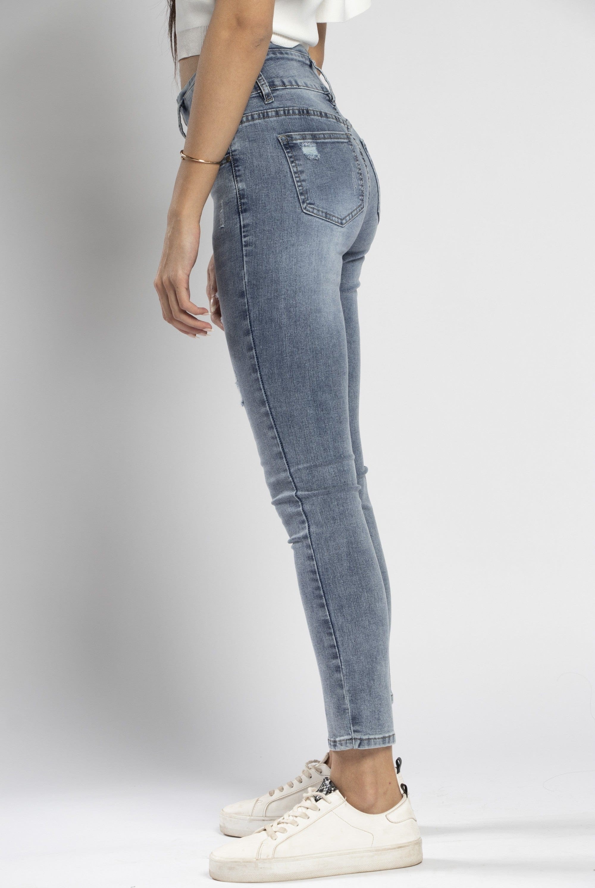 نتشي بنطلون جينز مقطع خصر مرتفع طويل نسائي