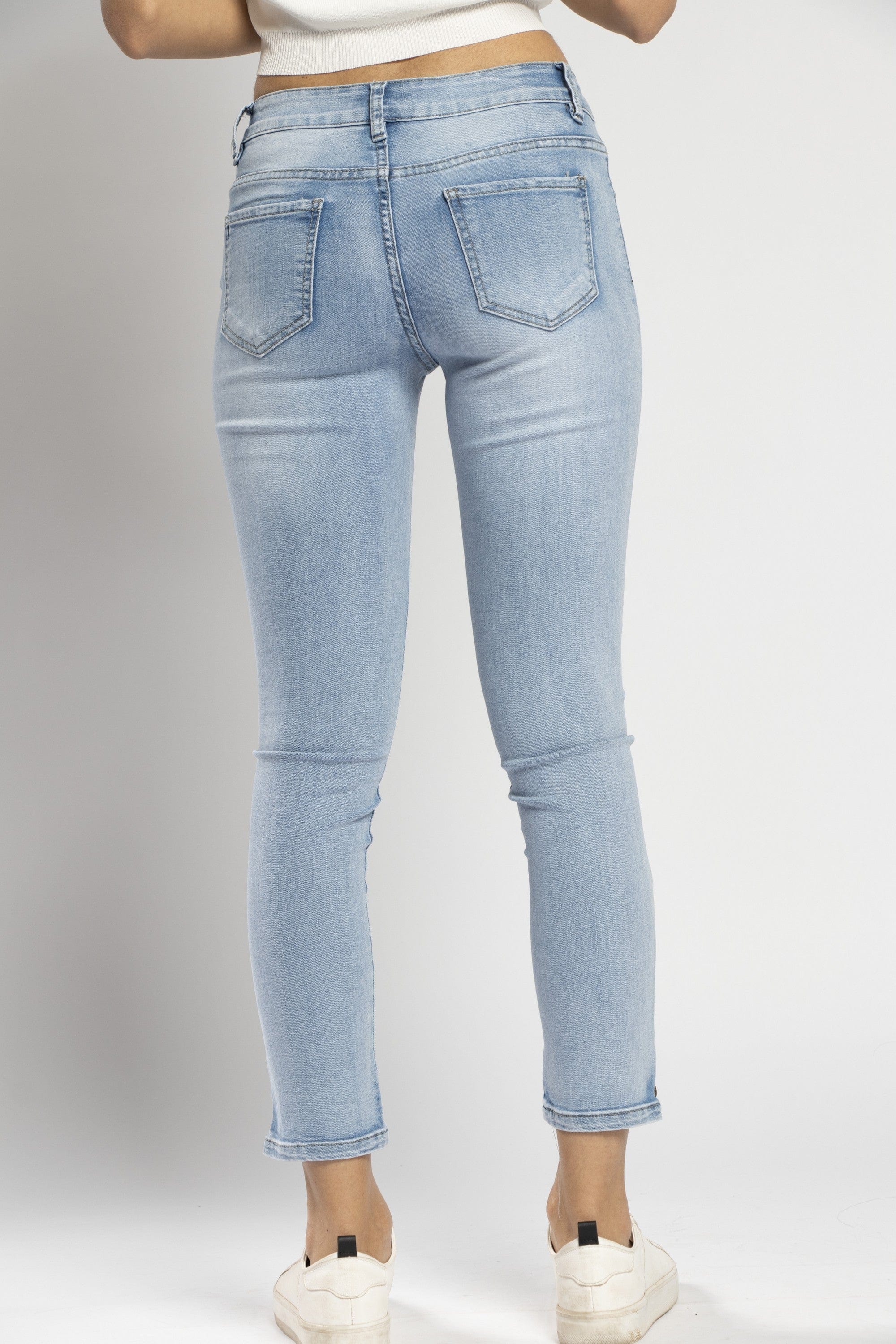 نتشي بنطلون جينز ضيق هاي ويست بسحاب وجيوب طويل نسائي