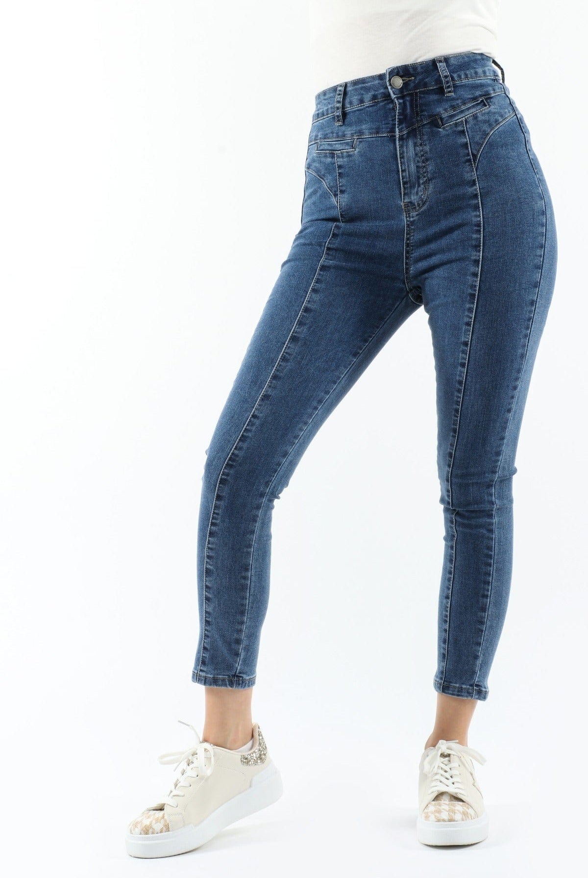 نتشي بنطلون جينز سكيني مرتفع الخصر طويل نسائي