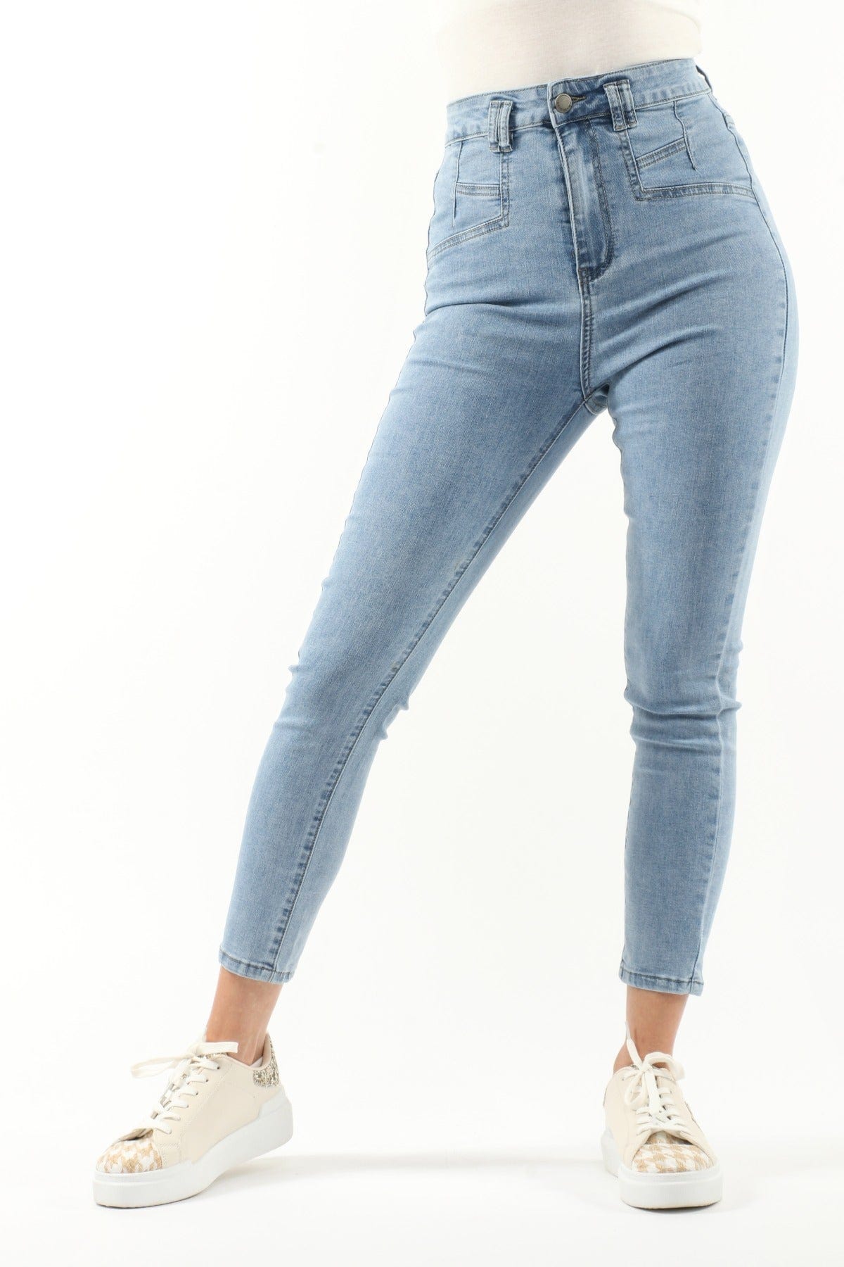 نتشي بنطلون جينز مرتفع الخصر سكيني طويل نسائي