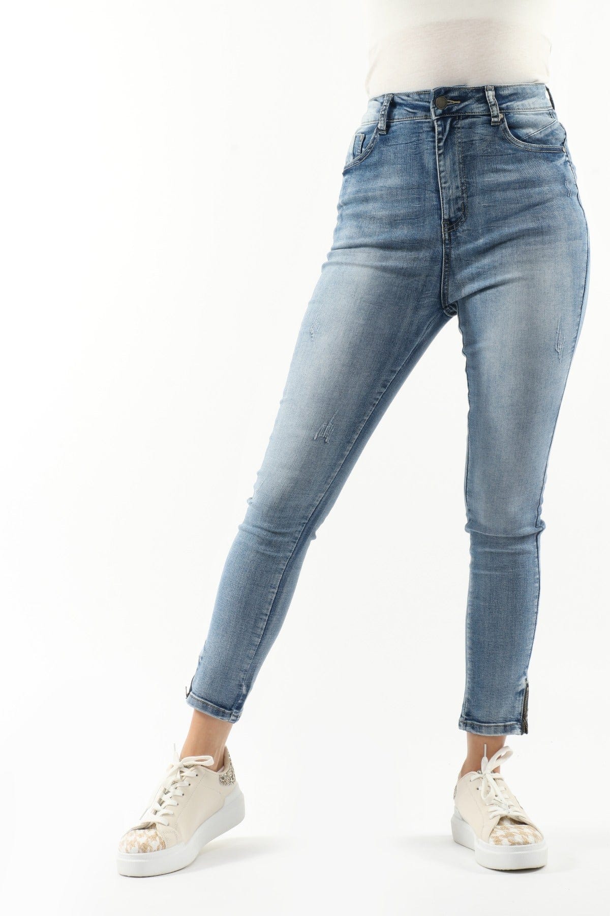 نتشي بنطلون جينز بخصر مرتفع سكيني طويل نسائي